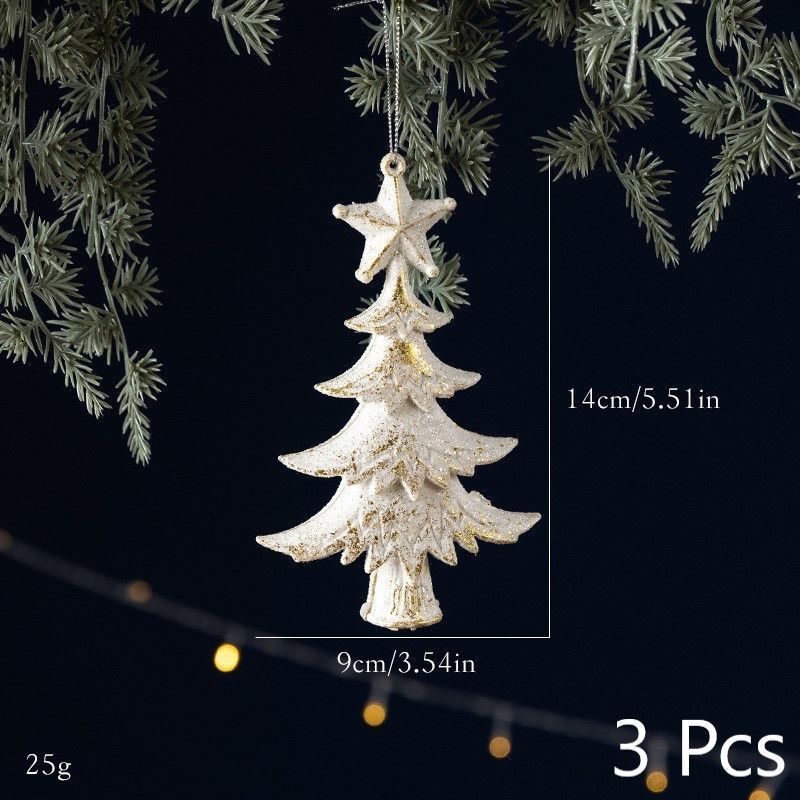 White Gold Mini Christmas Tree Shaped Ornaments — image 1