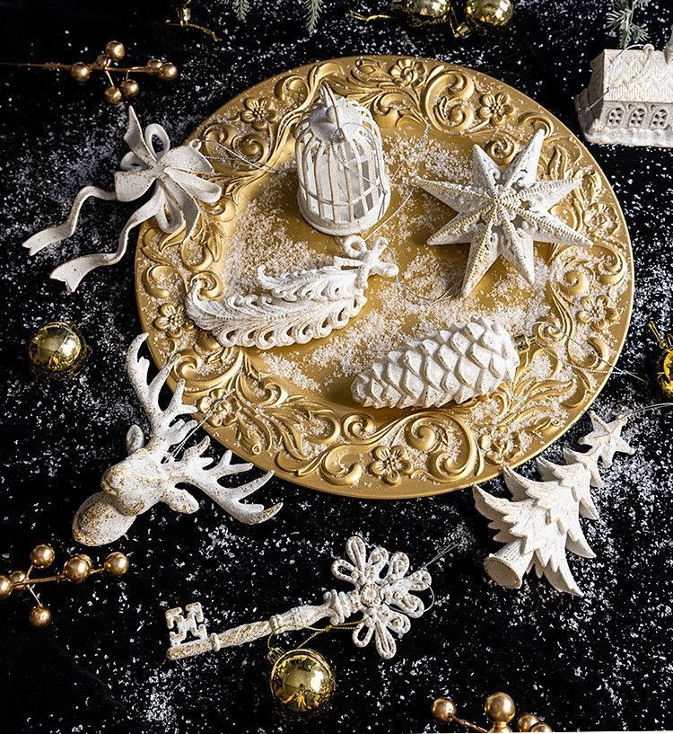White Gold Mini Christmas Tree Shaped Ornaments view 2
