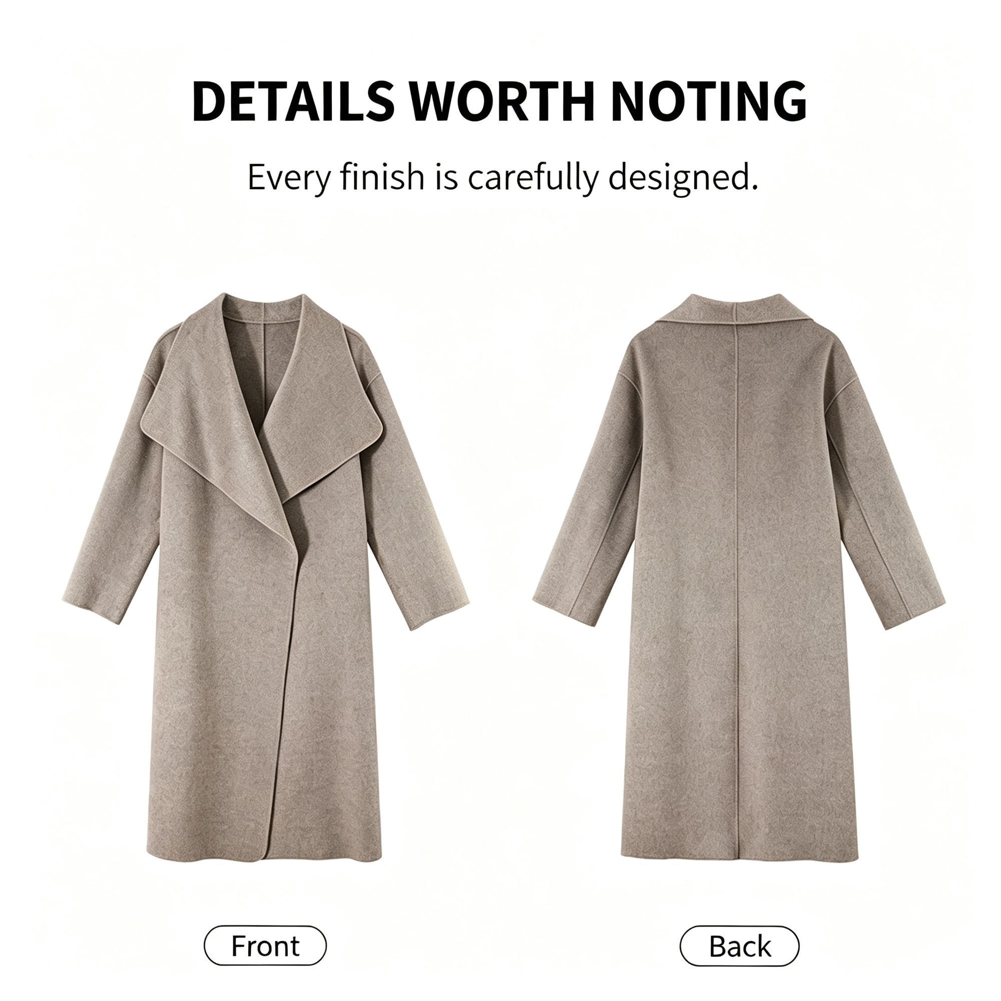 Loose‑fit Big Lapel Woolen Overcoat for Women view 7