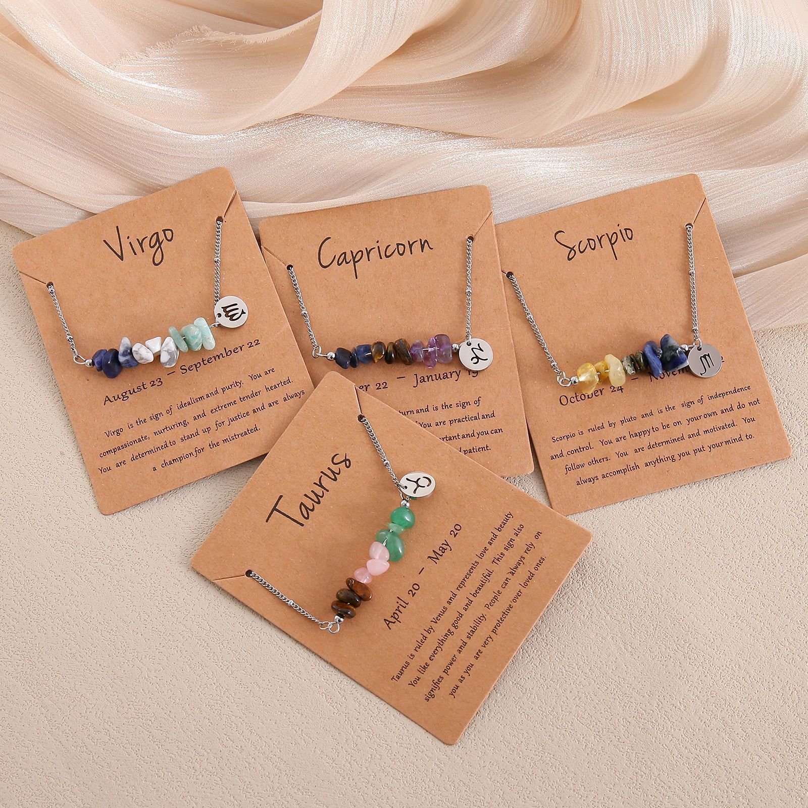 Irregular Natural Chip Stone Zodiac Necklace view 10