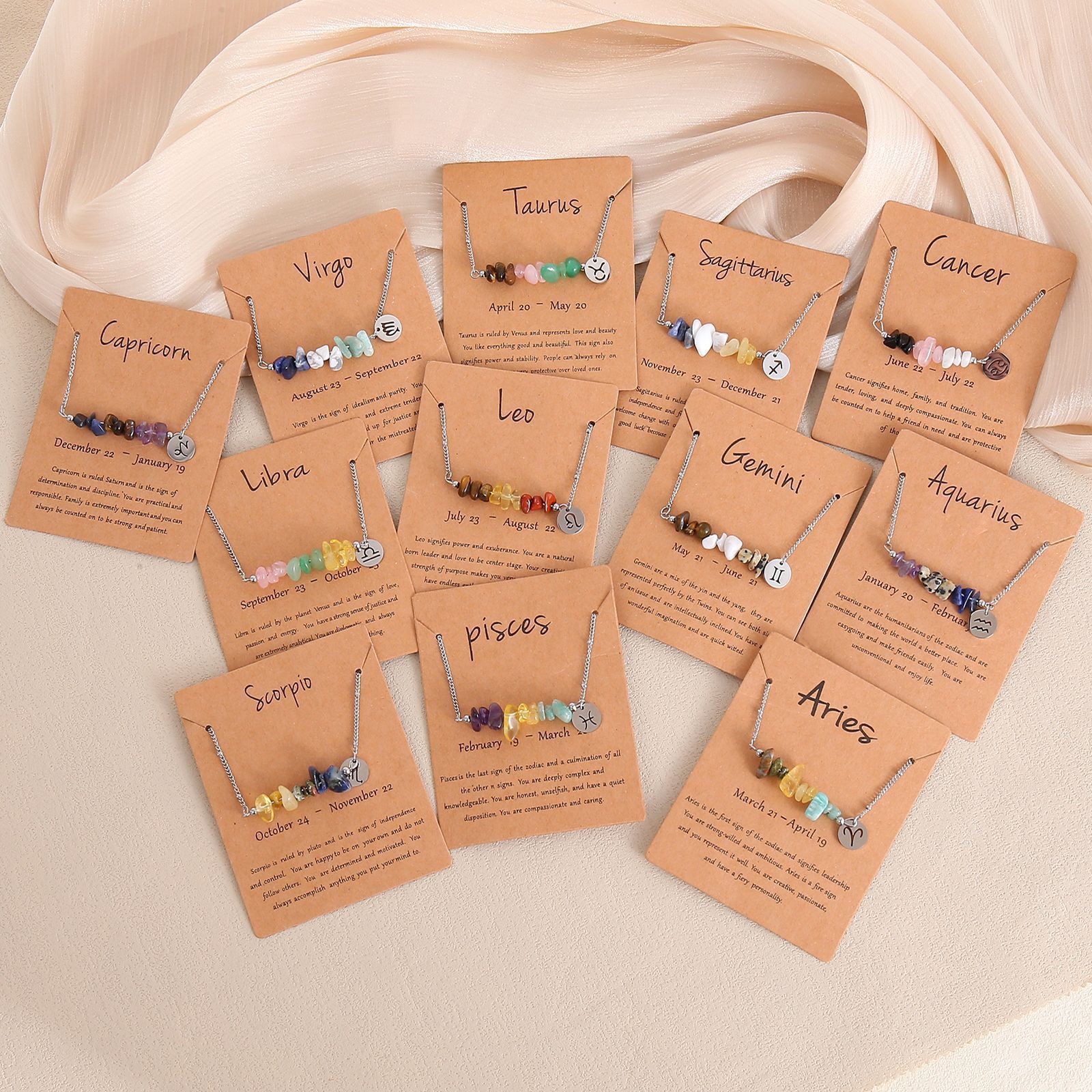Gemini Zodiac Natural Chip Stone Necklace view 7