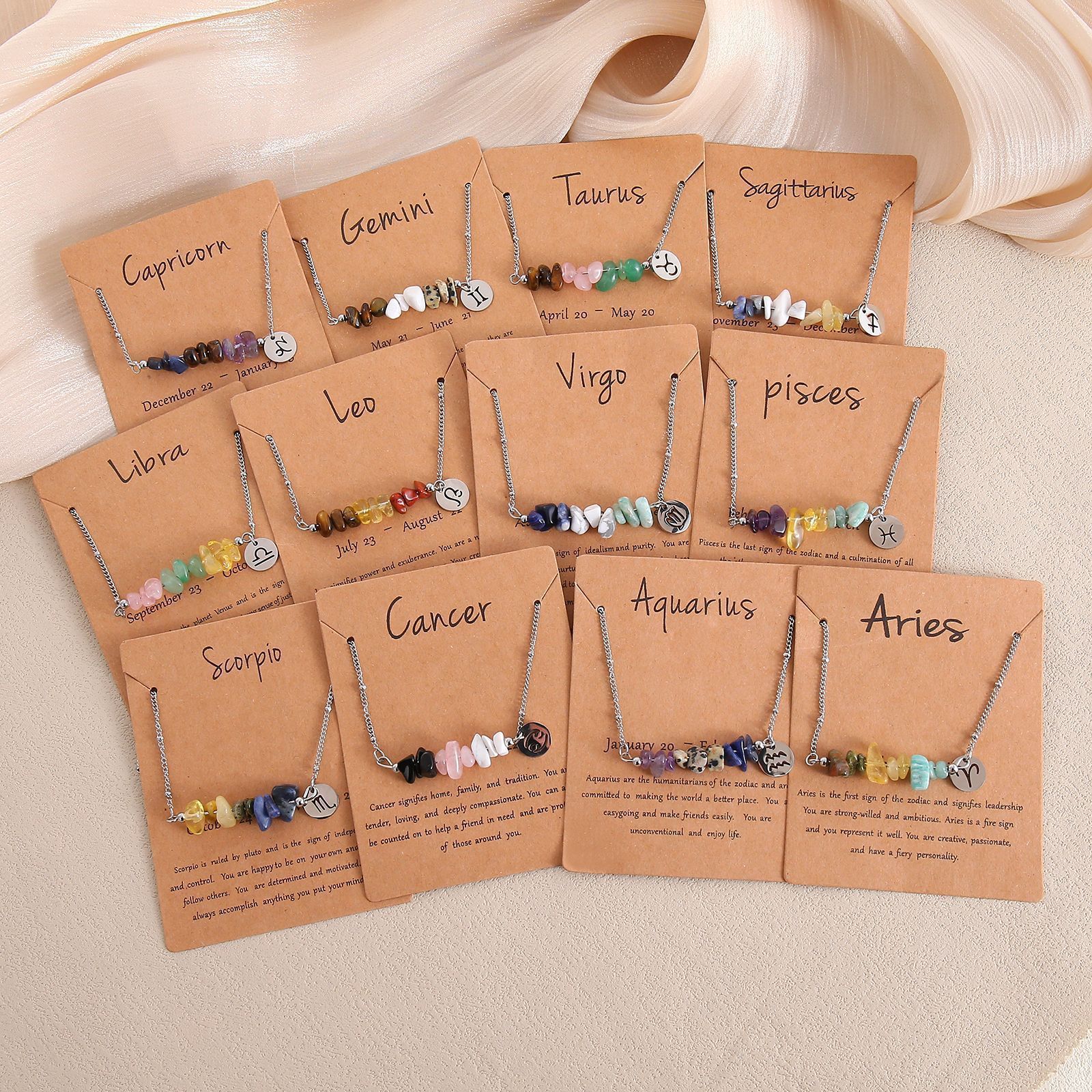 Libra Constellation Natural Chip Stone Necklace view 8