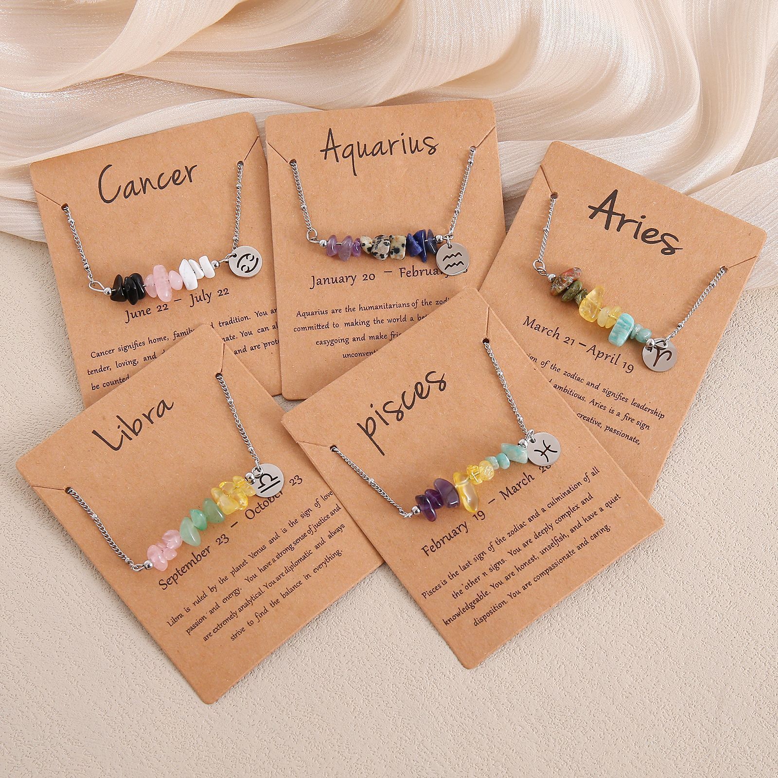 Libra Constellation Natural Chip Stone Necklace view 9