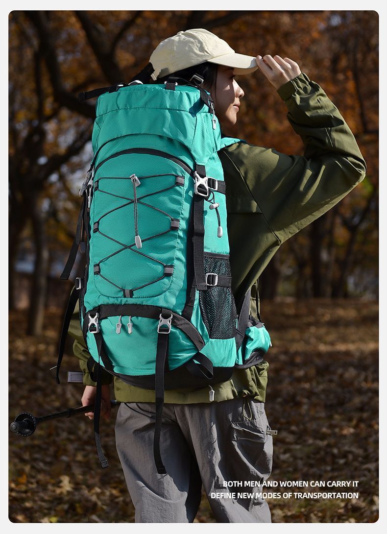 Spacious Nylon Trekking Rucksack 60L Orange view 6
