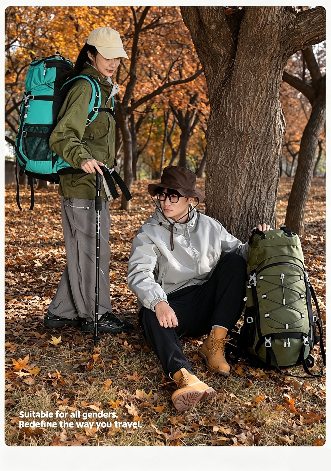 Spacious Nylon Trekking Rucksack 60L Orange view 7