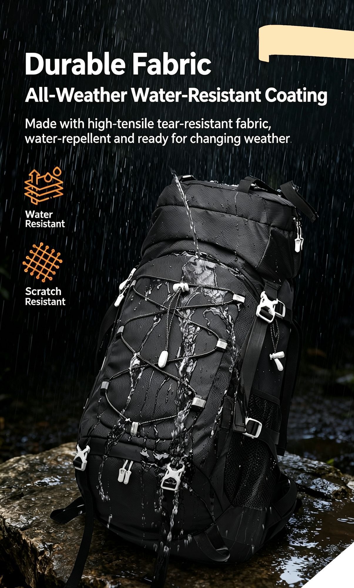 Spacious Nylon Trekking Rucksack 60L Orange view 9