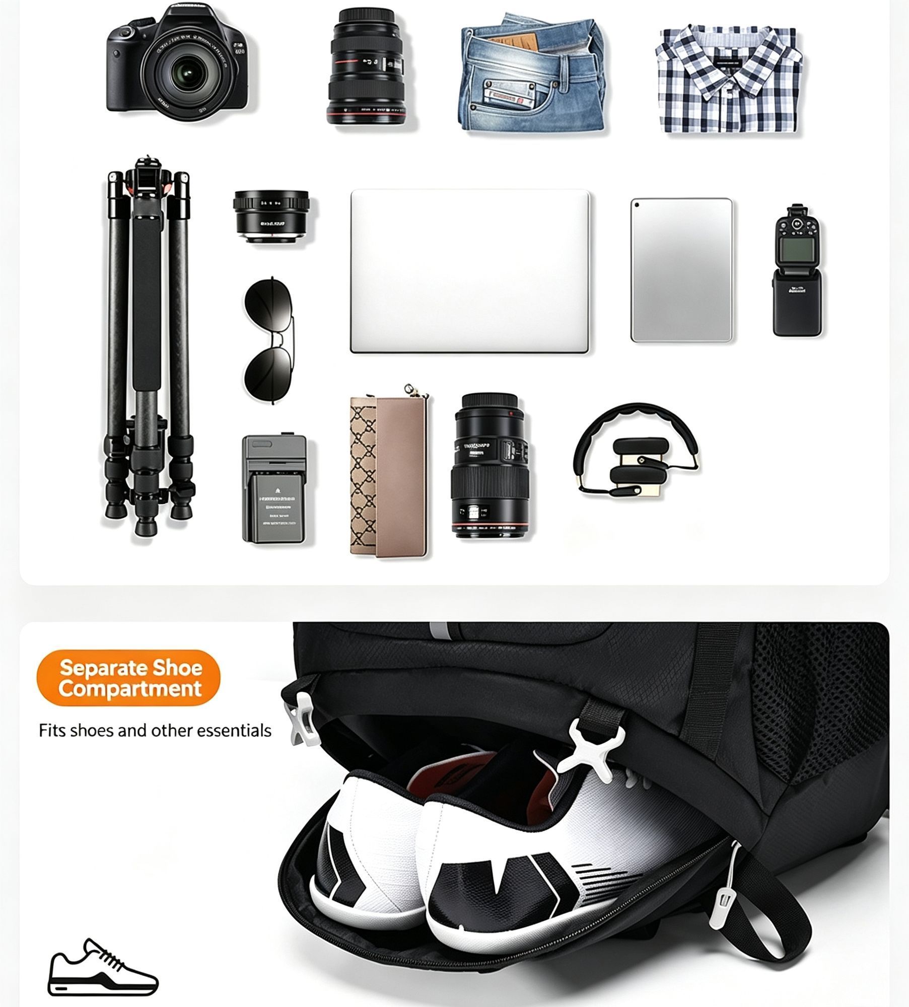 Spacious Nylon Trekking Rucksack 60L Orange view 11
