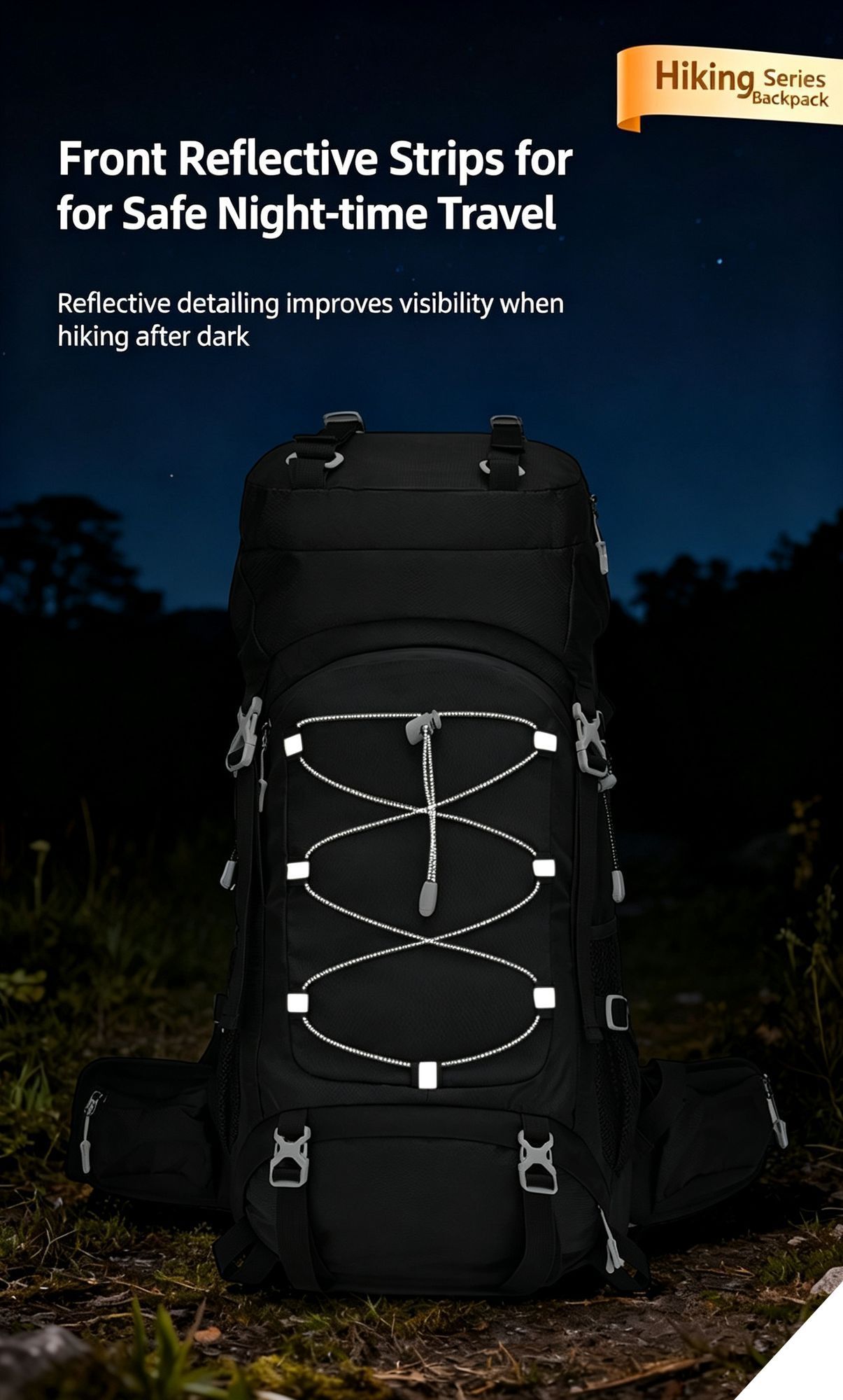 Spacious Nylon Trekking Rucksack 60L Orange view 13