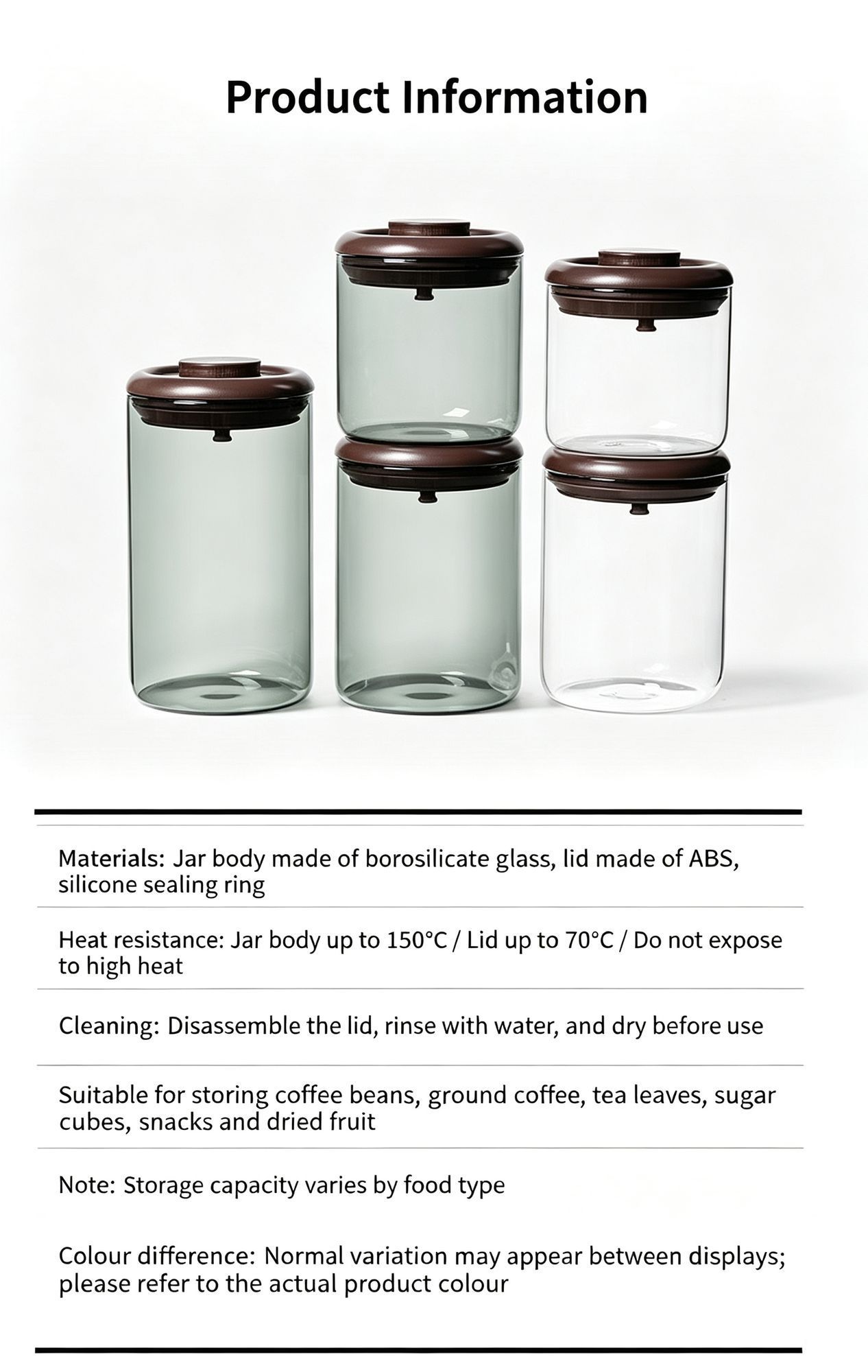 UV‑Protection Round Glass Sealed Canister 900ml Light‑Shield Brown High view 15