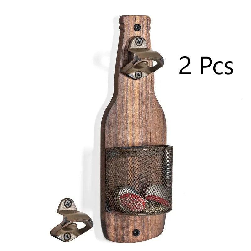 Wall Hanging Bottle Opener With Built‑in Cap Collector