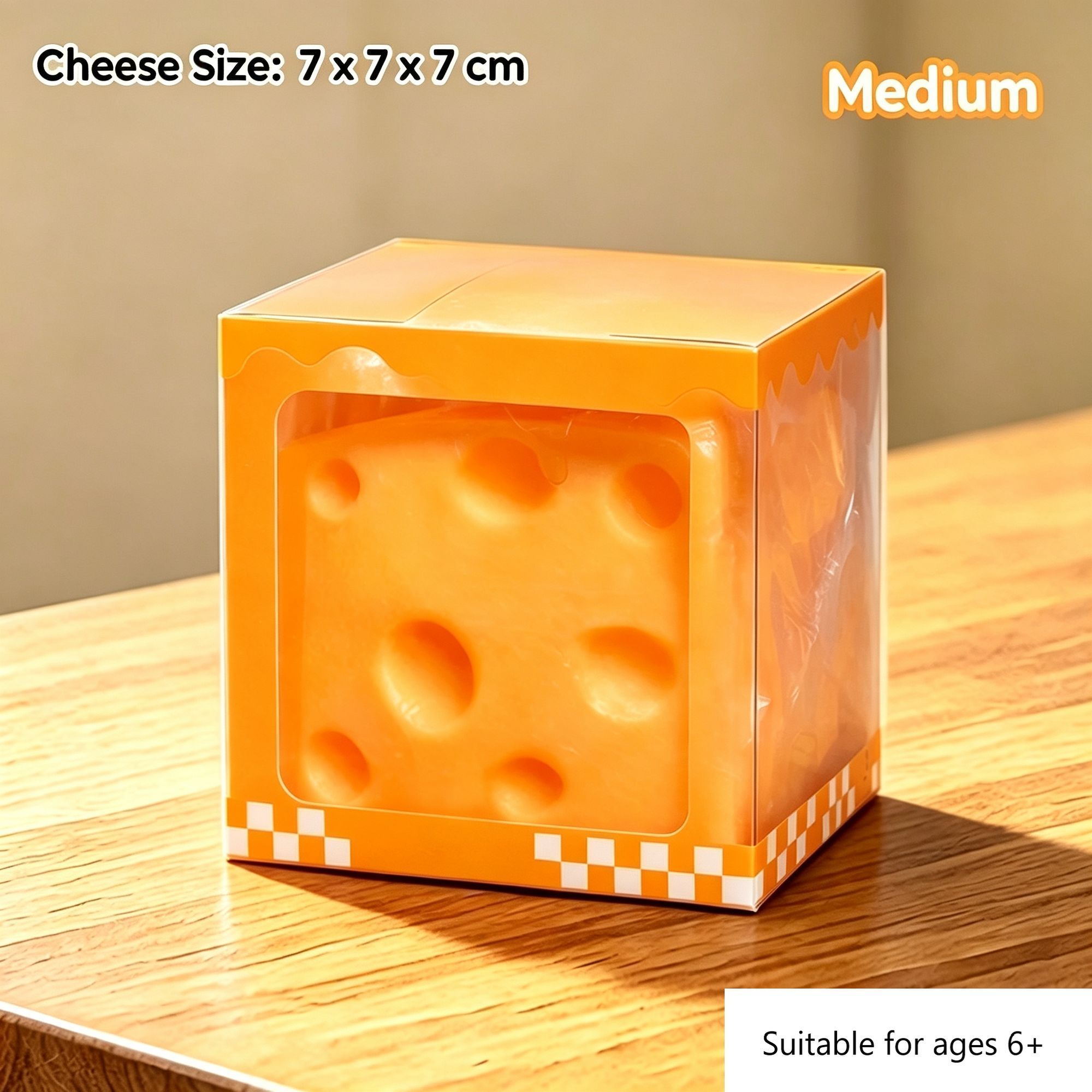 Oversized Squish Toy, Slow Rebound Dough Squeeze Fidget Toy, 7cm Orange Cheese — image 1