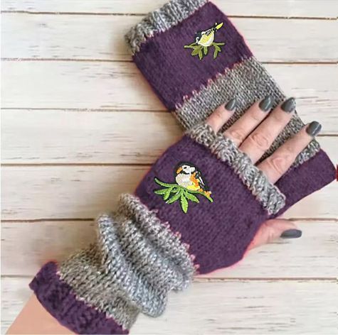 Stylish Spliced Half Finger Gloves Soft Knit Hand Guard Work Use Gear 2 Pcs — image 1