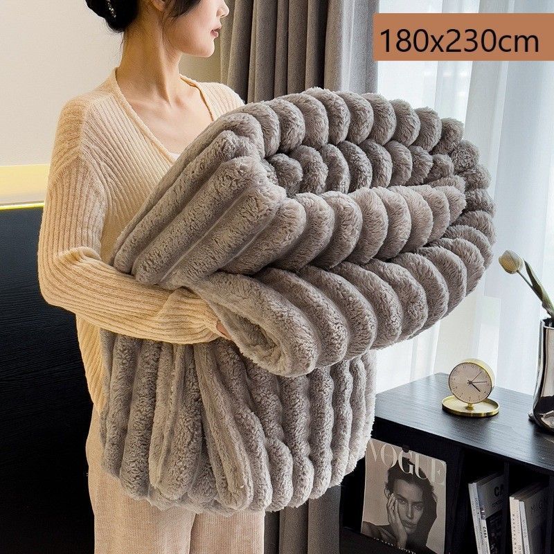 Plush Bunny Fleece Single XL Blanket Warm Flannel Home Office Nap Throw Medium — image 1