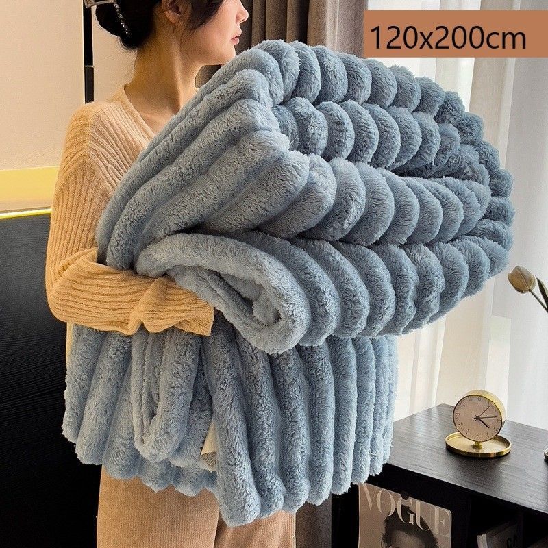 Fluffy Bunny Fleece Long Nap Blanket Thick Flannel Milk Fleece Office Leg — image 1