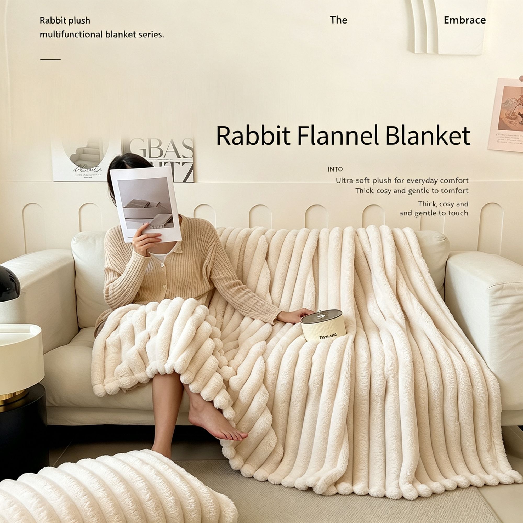 Thick Bunny Fleece All-Purpose Blanket Soft Milk Fleece Flannel Office Nap view 2