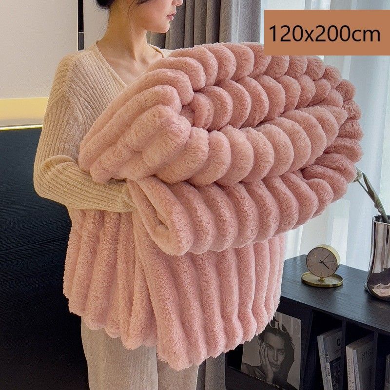 Cozy Rabbit Plush Long Nap Blanket Thick Flannel Milk Fleece Office Leg Cover — image 1