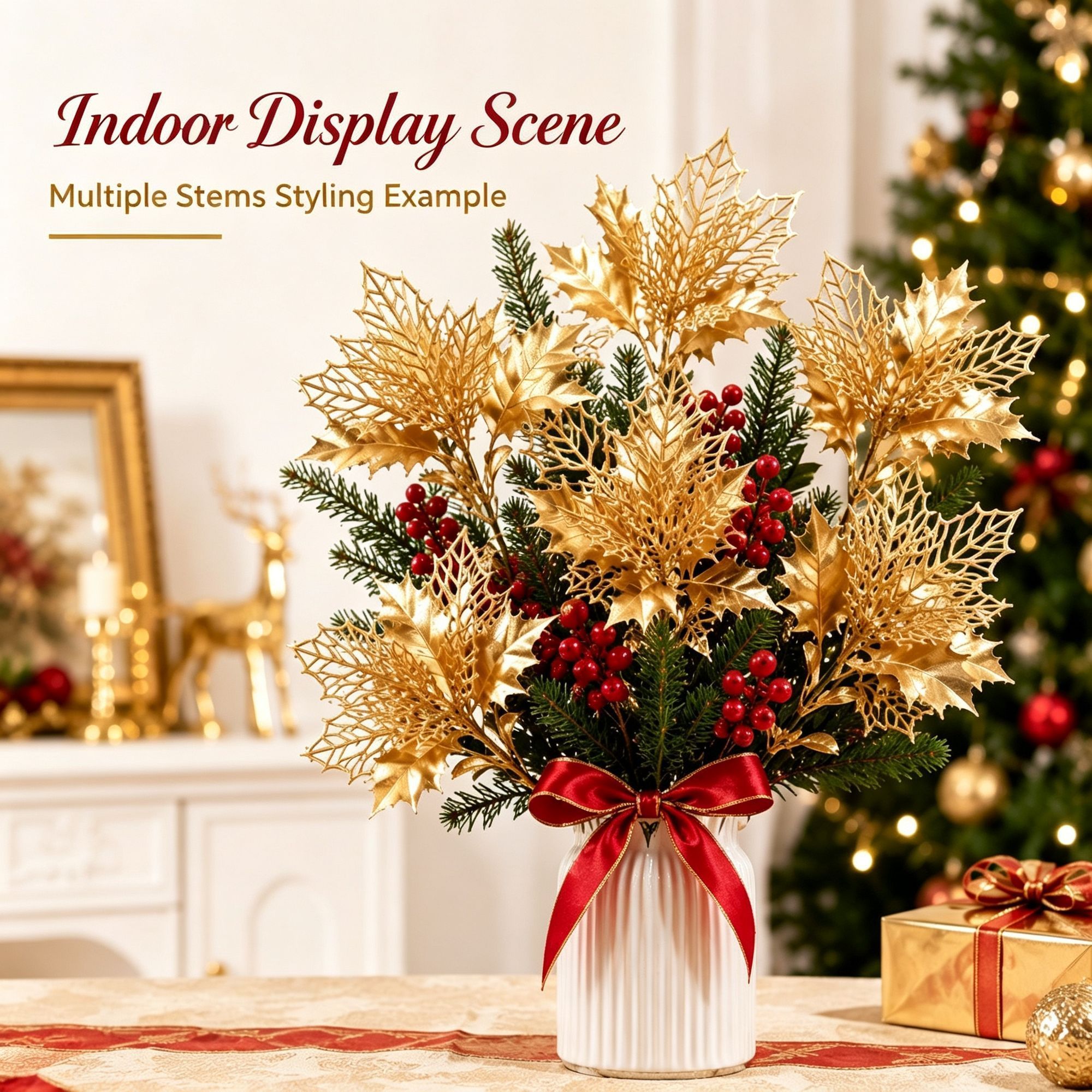 Artificial Christmas Pine Stem Floral Pick DIY Holiday Wreath Decor SD59 2 Pcs view 2