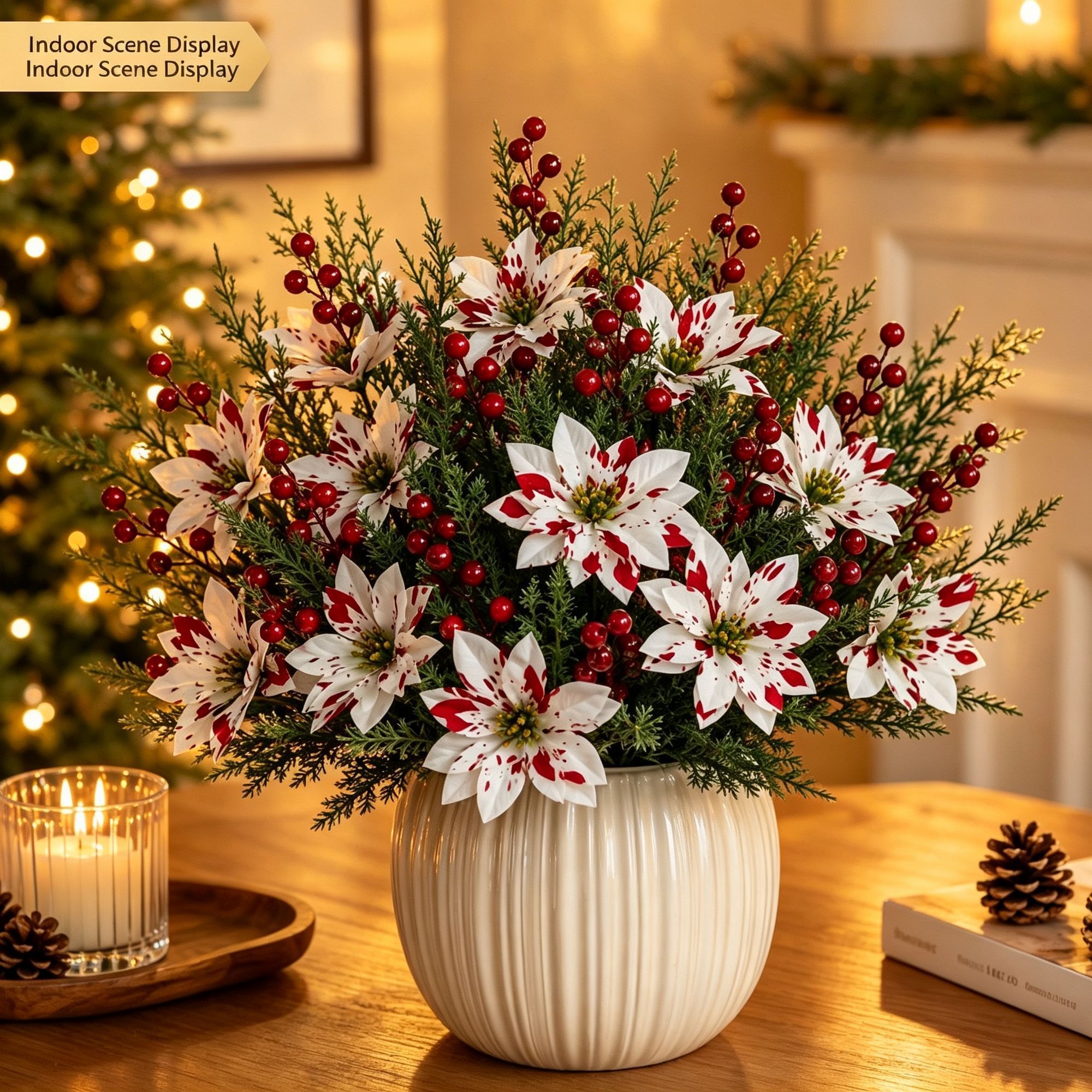 Artificial Christmas Pine Stem Floral Pick DIY Holiday Wreath Decor SD59 2 Pcs view 8