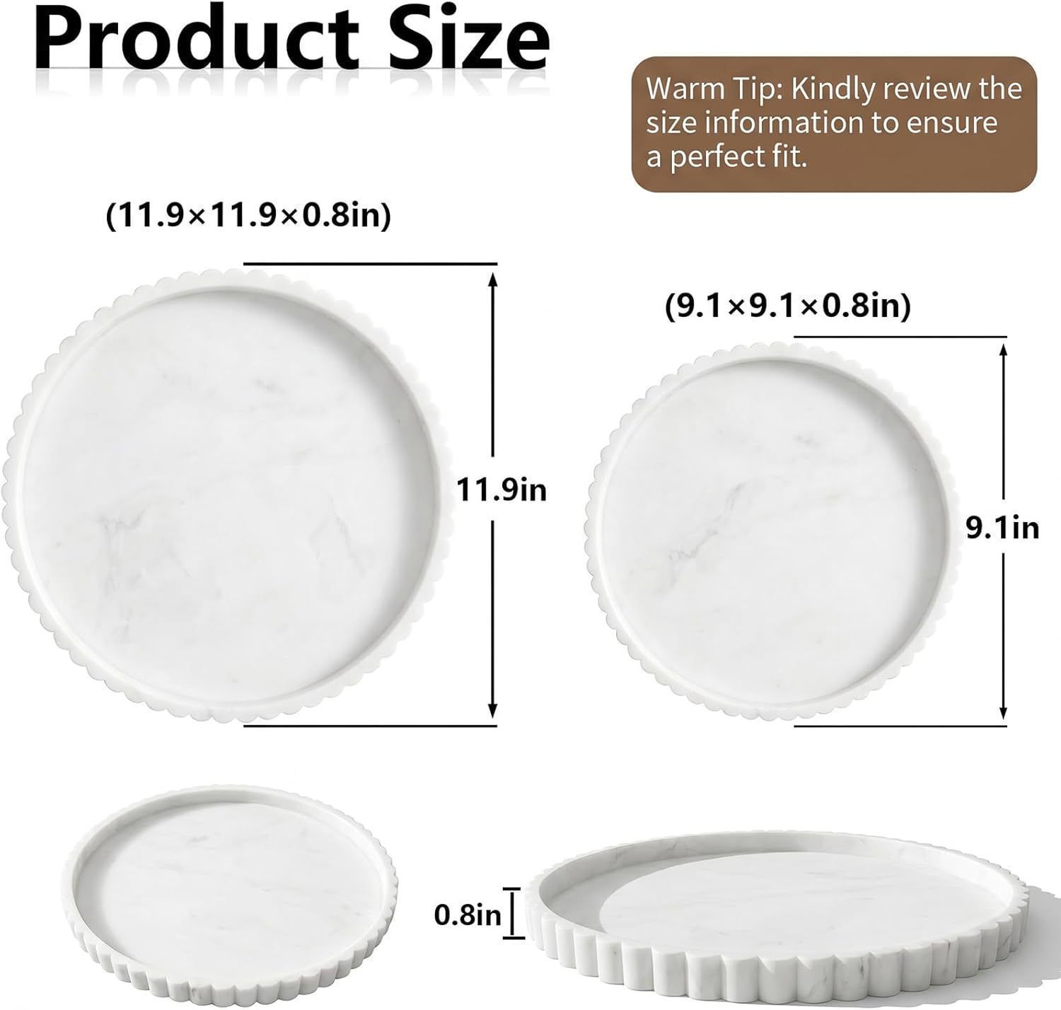 Marble Print Silicone Round Storage Tray Wavy Edge Multi-Purpose Aromatherapy view 2