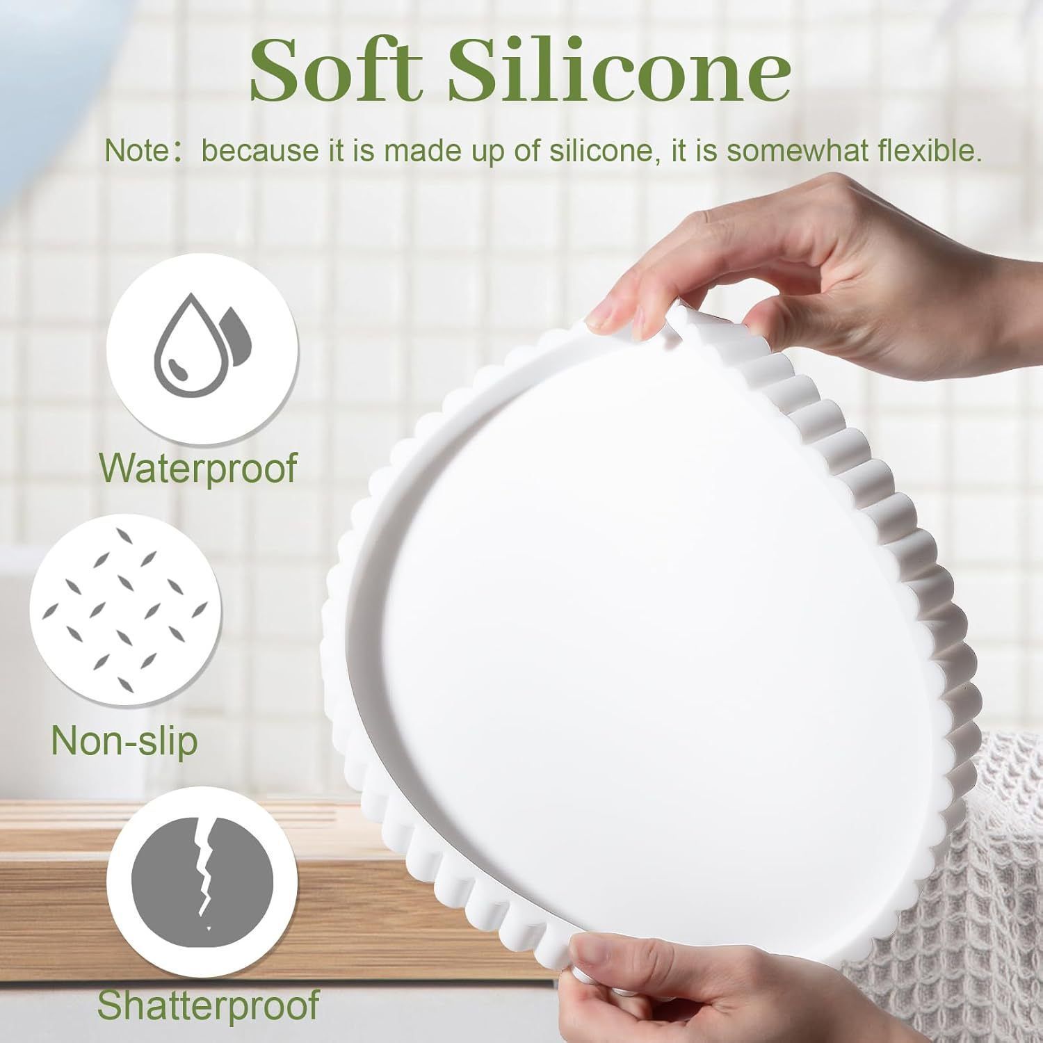 Marble Print Silicone Round Storage Tray Wavy Edge Multi-Purpose Aromatherapy view 5