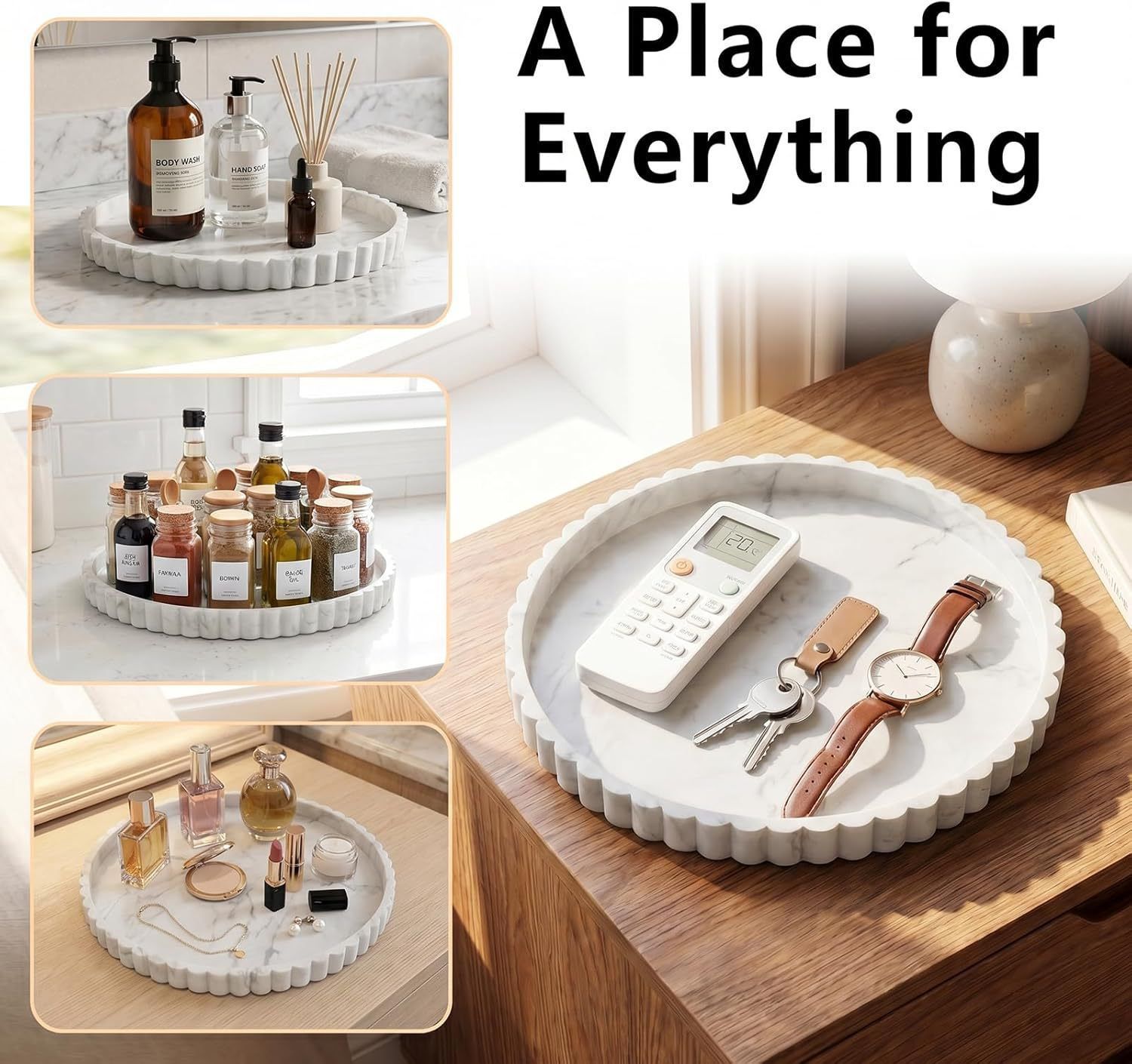Off-White Silicone Wavy Edge Round Tray Multi-Use Jewelry Trinket Organizer view 7