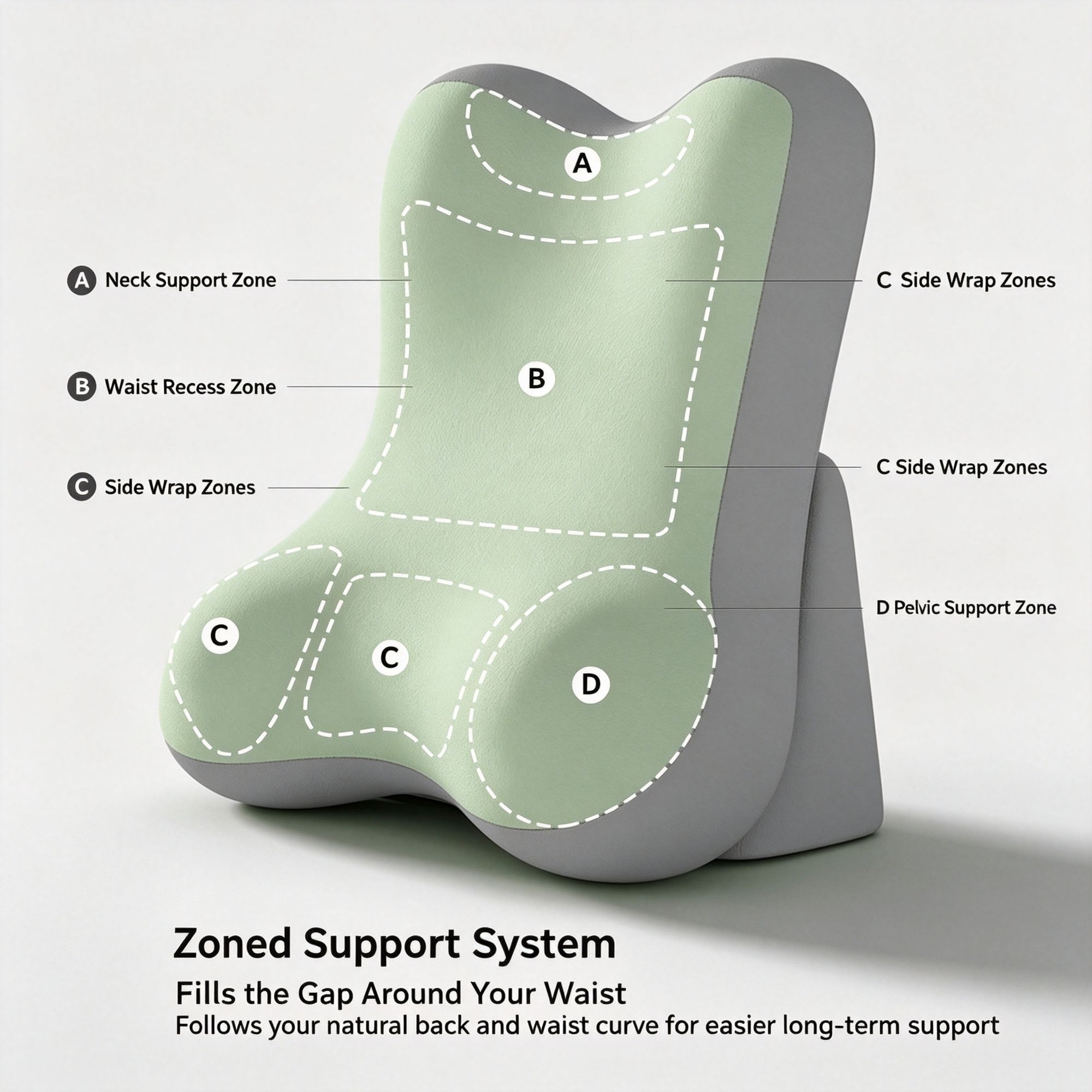 Multi-Use Split Bed Back Cushion Neck & Waist Support Pillow for Reading Phone view 4