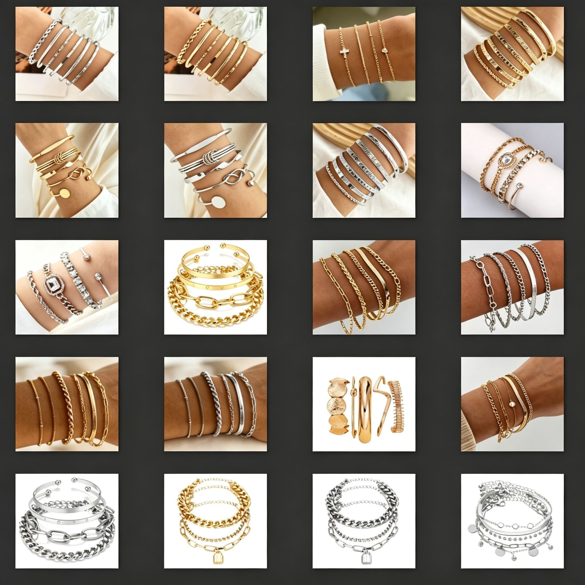 Chic Layered Irregular Bangle Set Women Fashion Bracelet Set Hand Jewelry h552 view 3