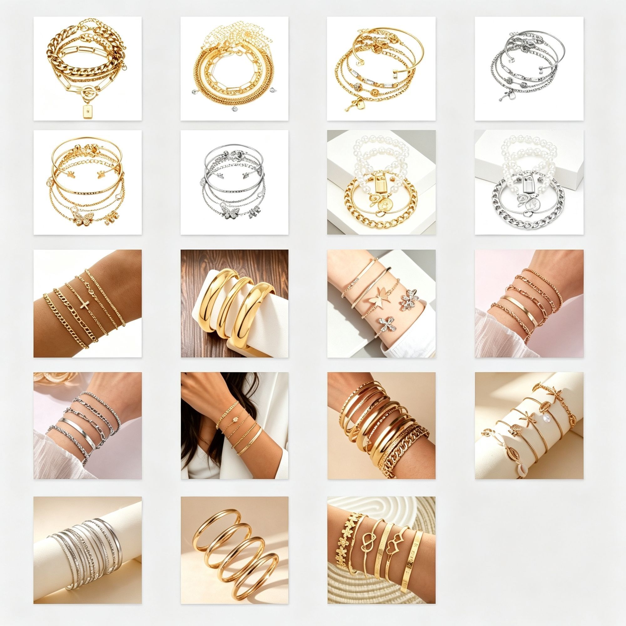 Vintage Layered Irregular Bracelet Set Women Fashion Bangle Set h55951 Ideal view 2