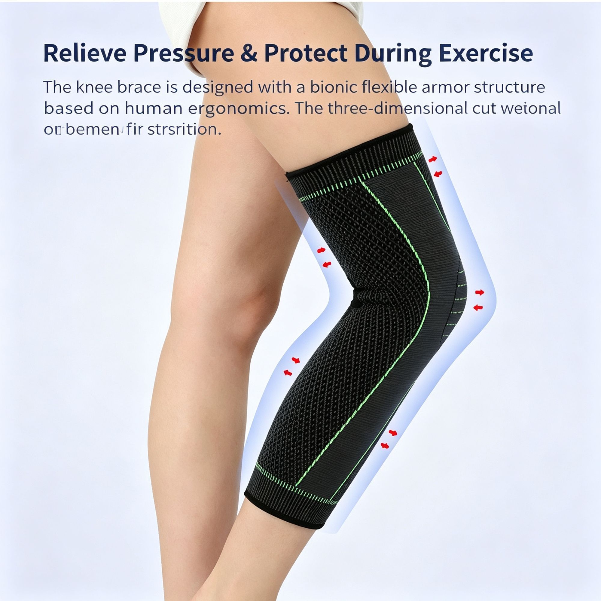 3D Long Knit Knee Pads Anti-Slip Breathable Compression Support for Basketball view 3