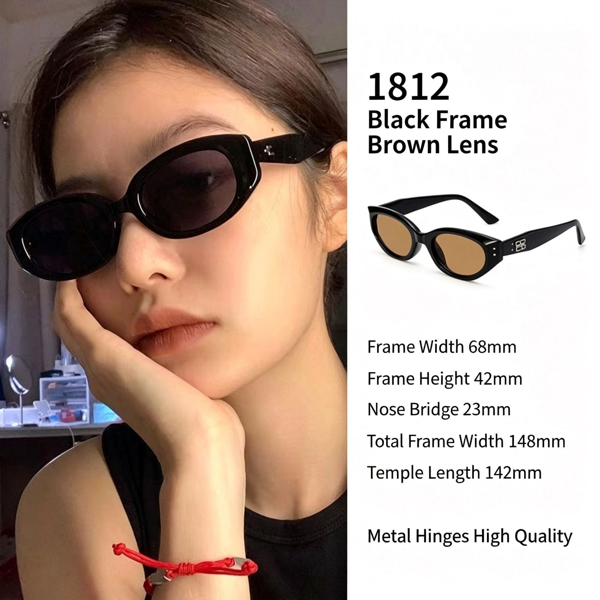 Retro Hong Kong Style Cat Eye Sunglasses UV400 Proof