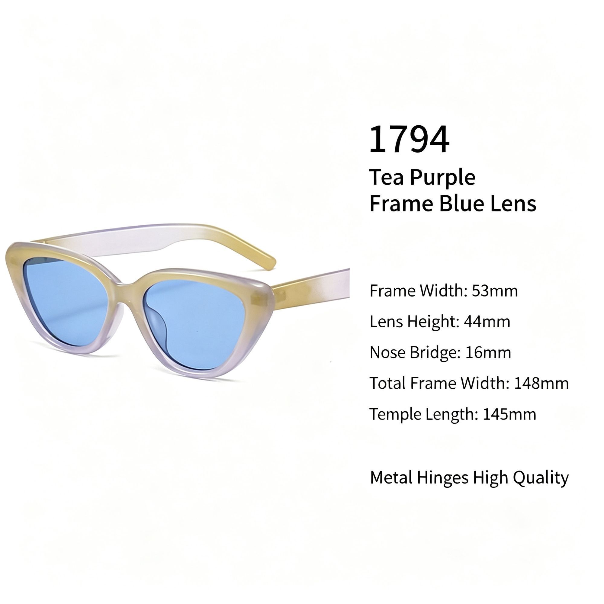Bold Color-Block Cat Eye Sunglasses UV400