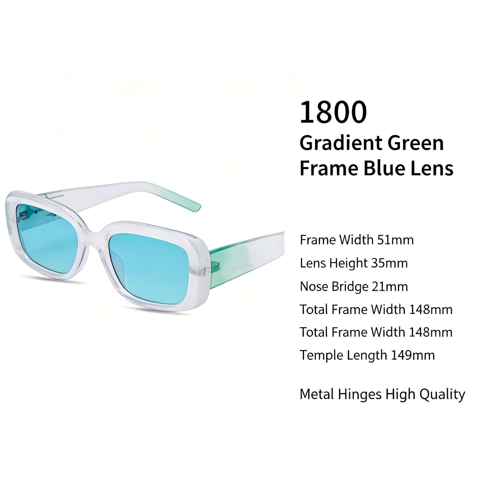 Trendy Gradient Green Frame Blue Lens Cat Eye Sunglasses UV400 Protection