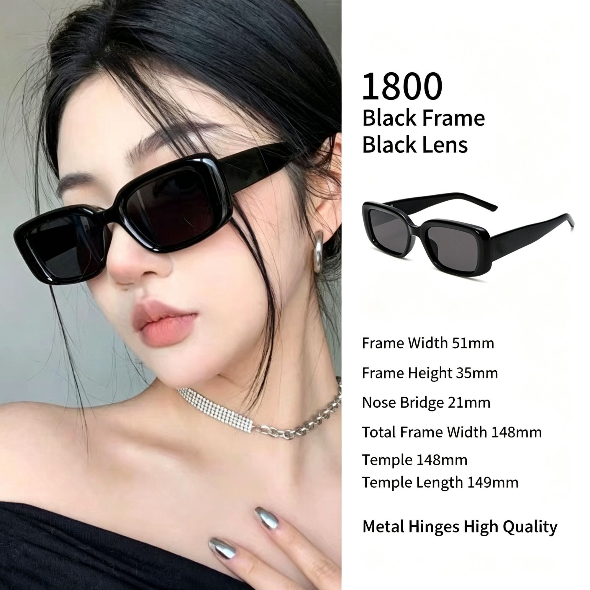 Edgy All-Black Frame Black Lens Cat Eye Sunglasses UV400