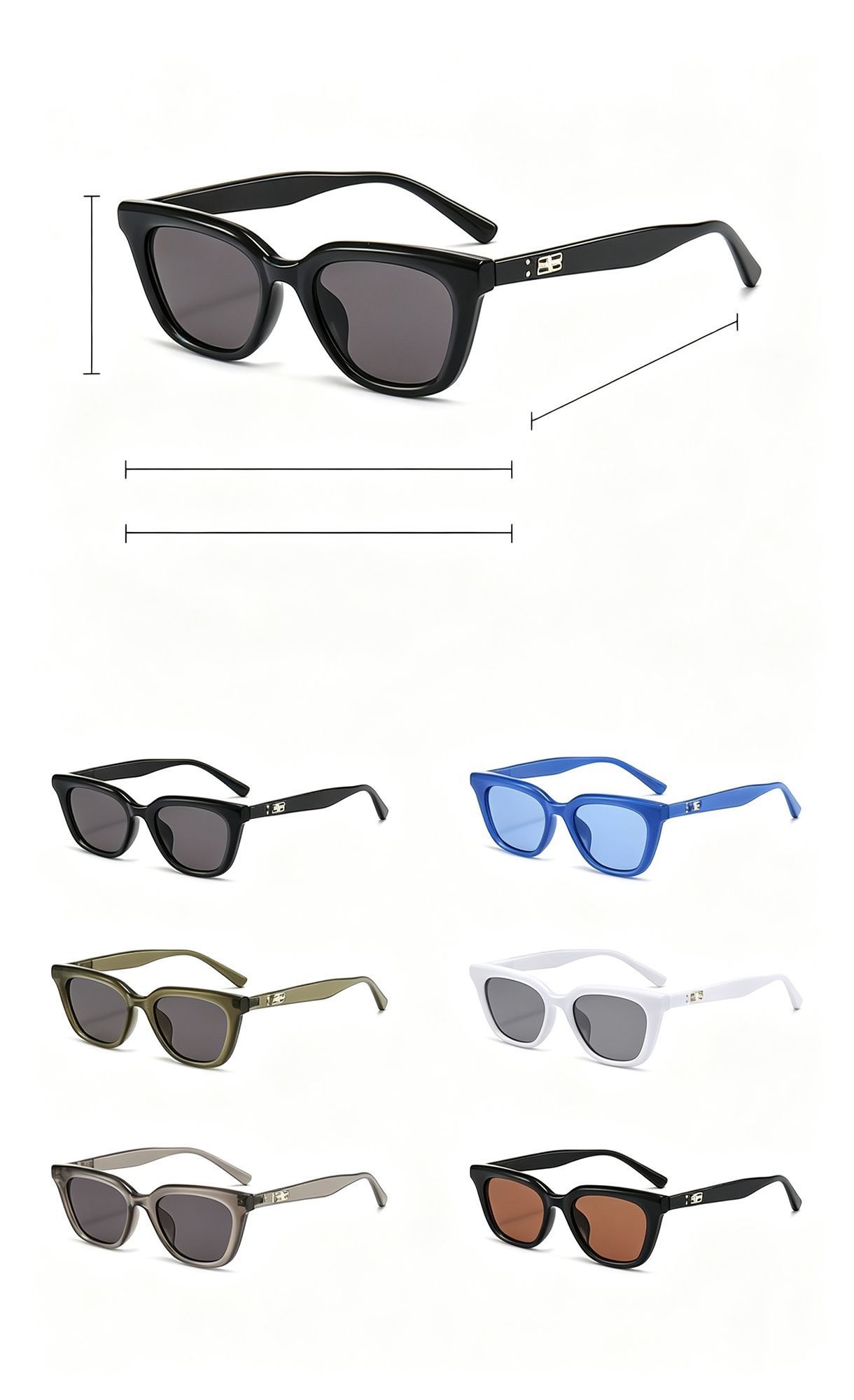 Edgy All-Black Frame Black Lens Cat Eye Sunglasses UV400 view 2