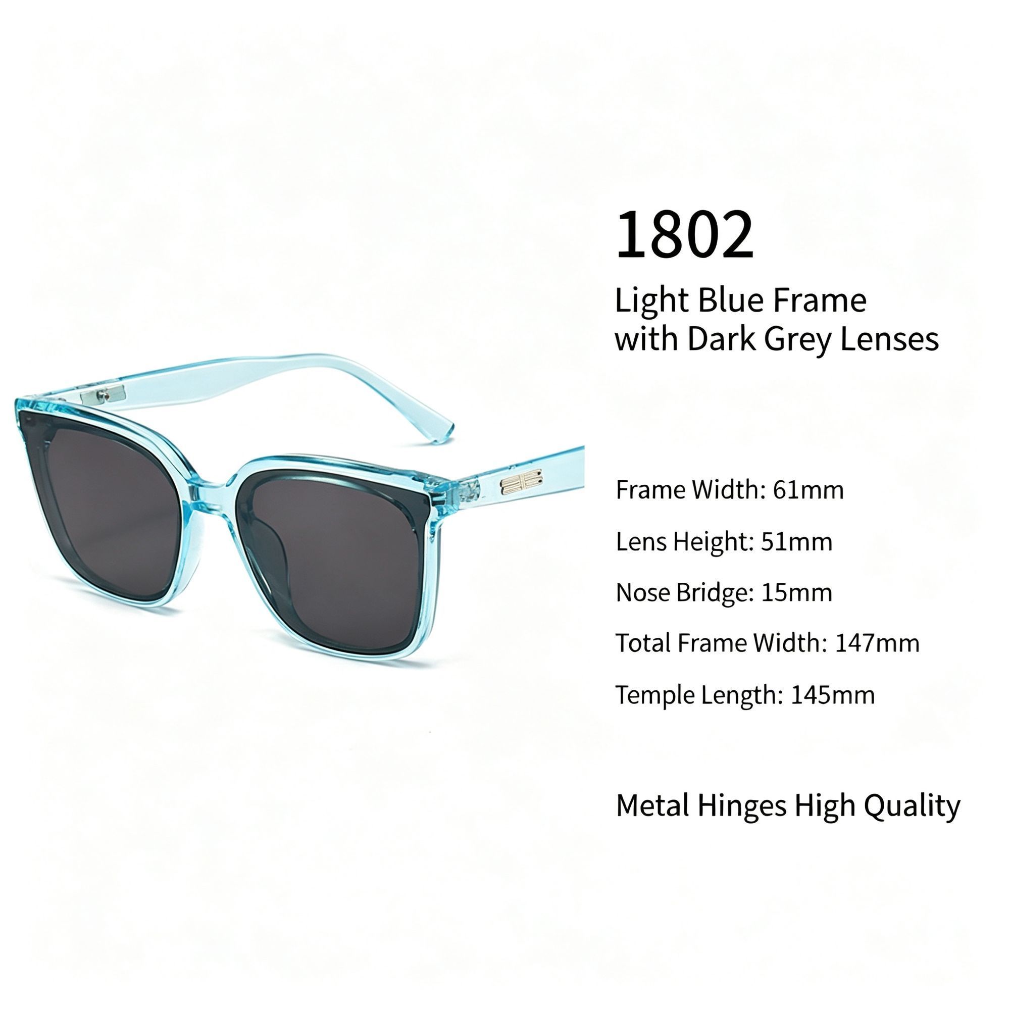 Crisp Blue Frame Grey Lens Cat Eye Sunglasses UV400 Protection