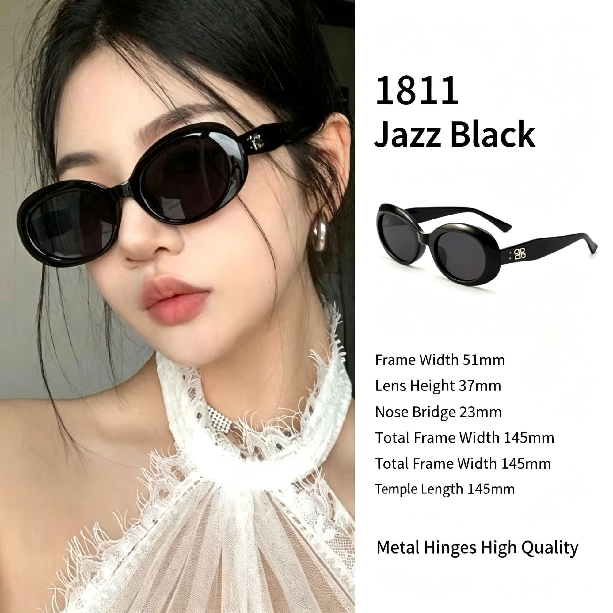 Edgy Jazz Black Cat Eye Sunglasses UV400 Blocking