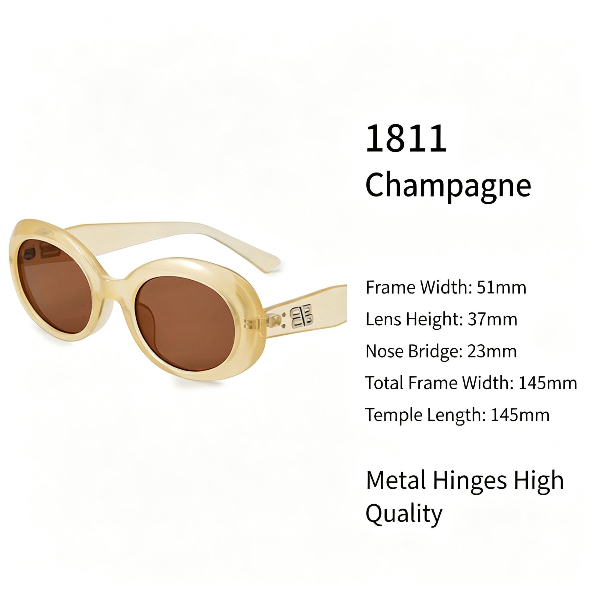 Luxurious Champagne Cat Eye Sunglasses UV400 Protection