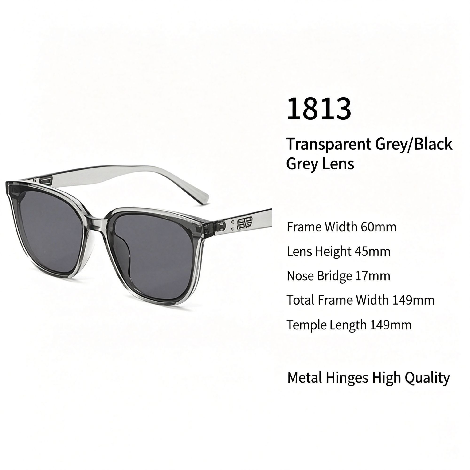 Sheer Clear Grey Frame Dark Grey Lens Cat Eye Sunglasses UV400