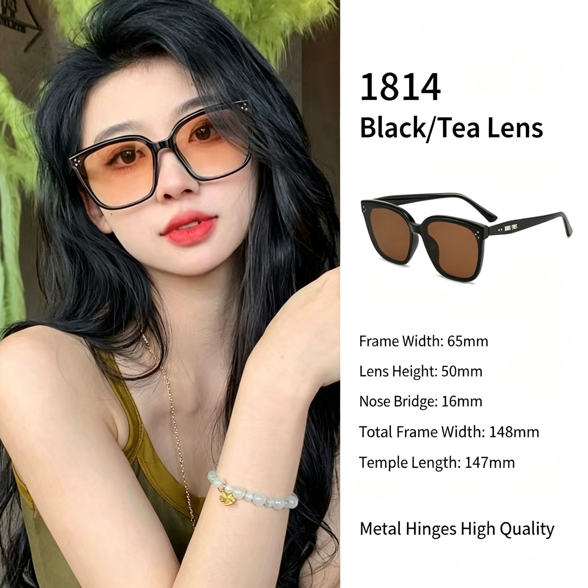 Classic Black Frame Brown Lens Cat Eye Sunglasses UV400