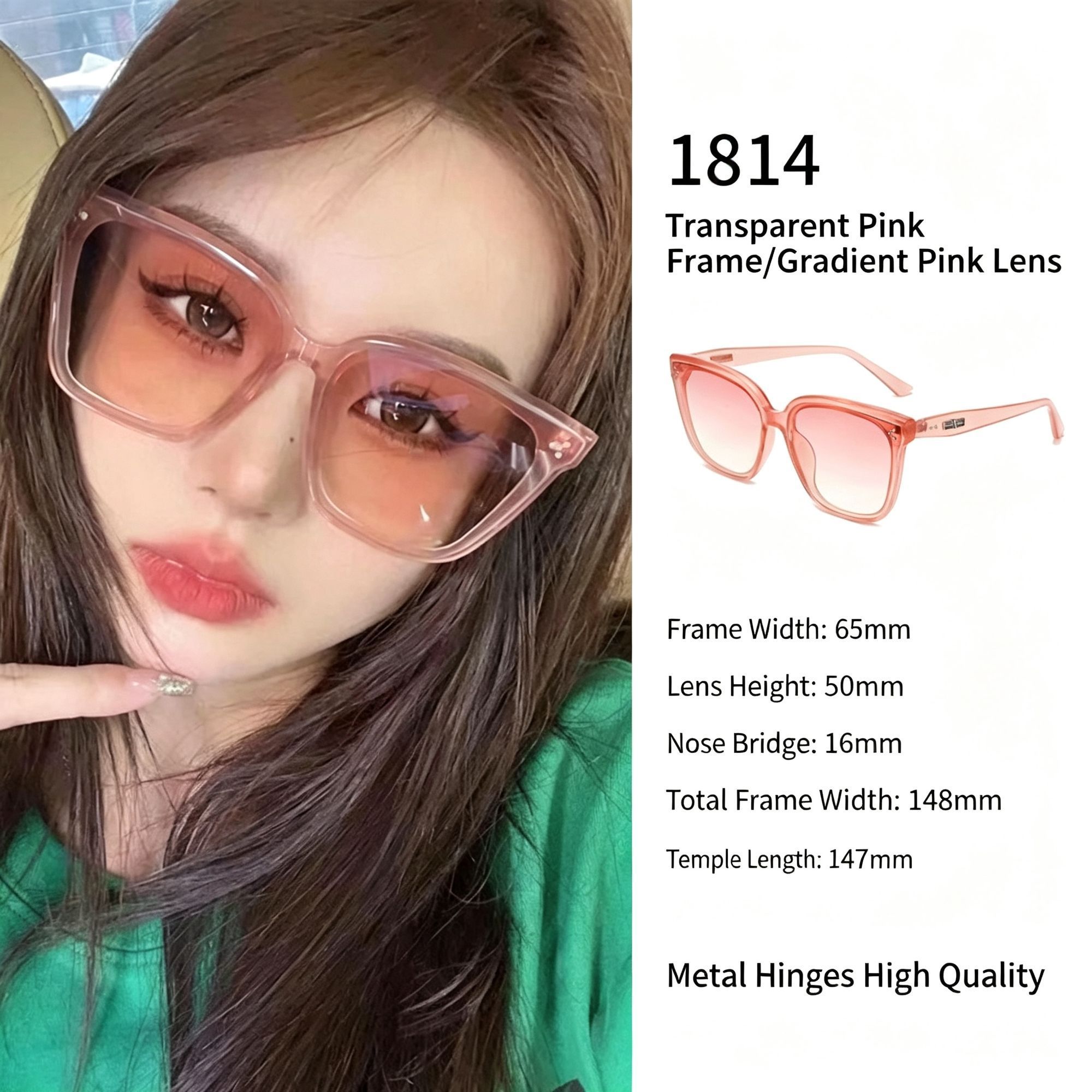 Dreamy Sheer Pink Frame Gradient Pink Lens Cat Eye Sunglasses UV400