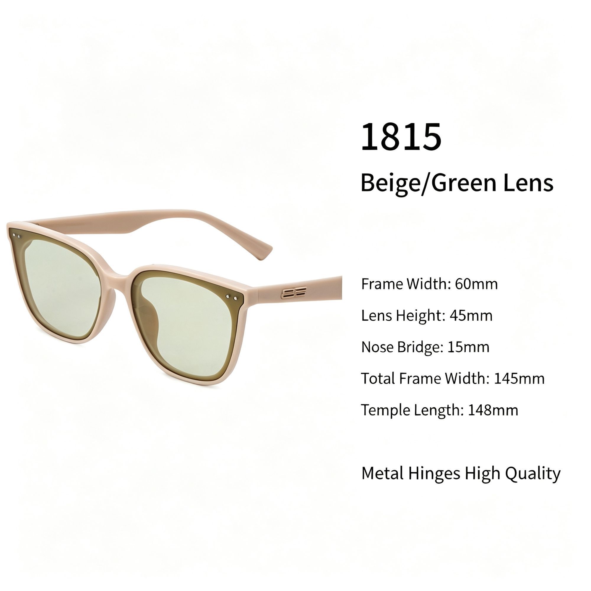 Warm Beige Frame Green Lens Cat Eye Sunglasses UV400 Protection