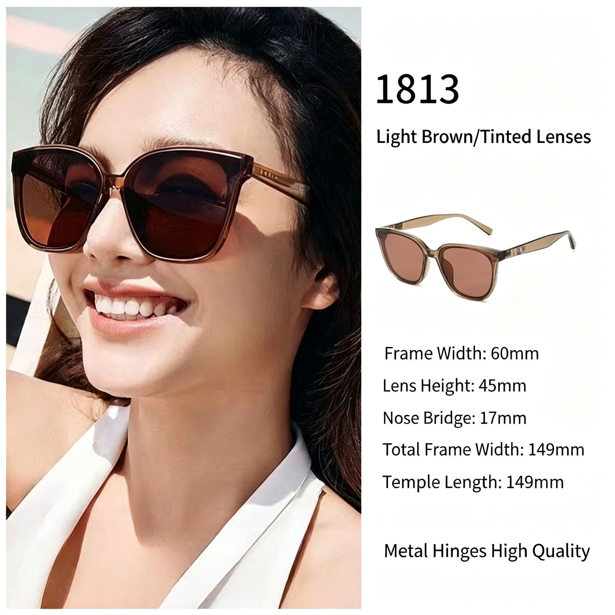 Mellow Light Tea Frame Brown Lens Cat Eye Sunglasses UV400