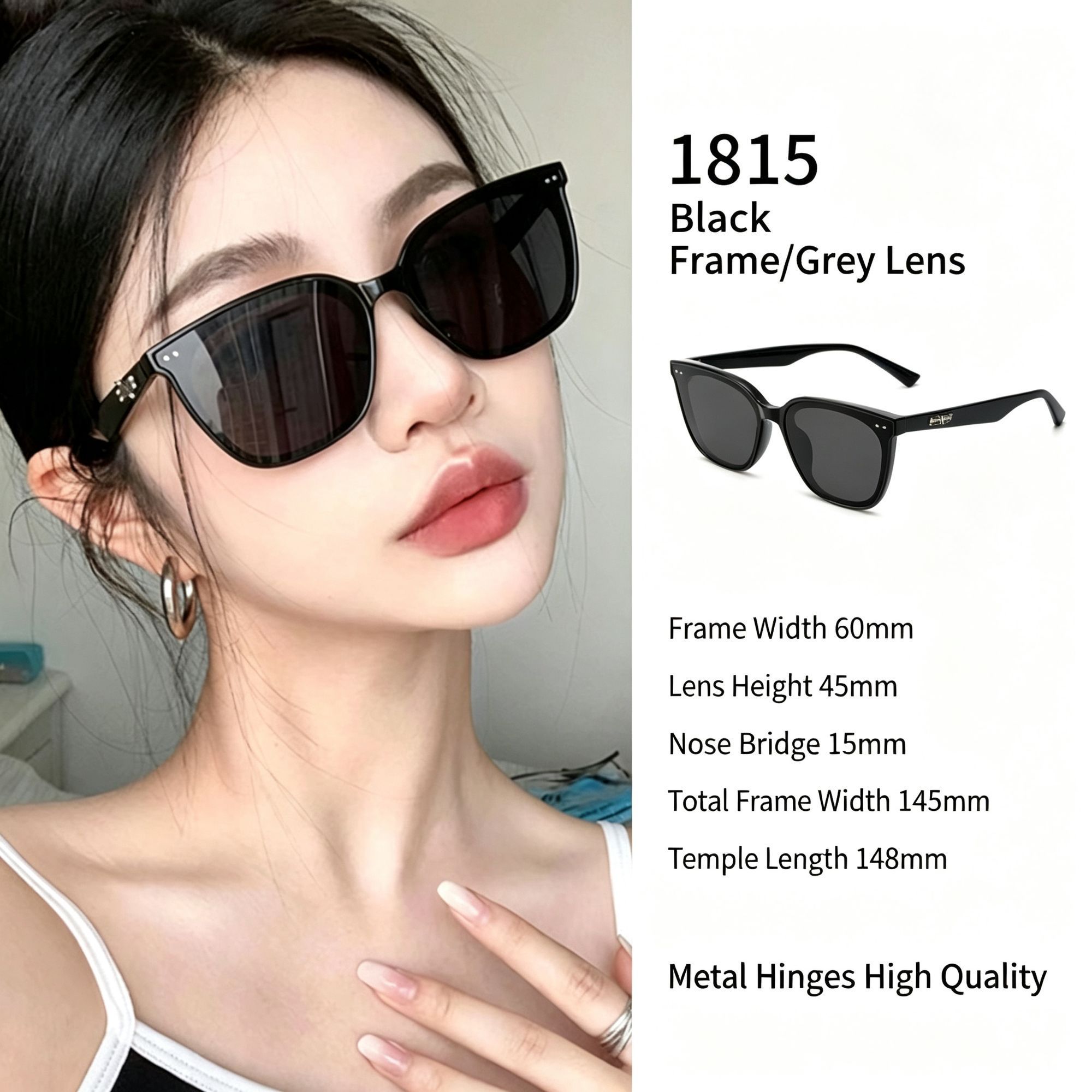 Timeless Black Frame Grey Lens Cat Eye Sunglasses UV400 Protection