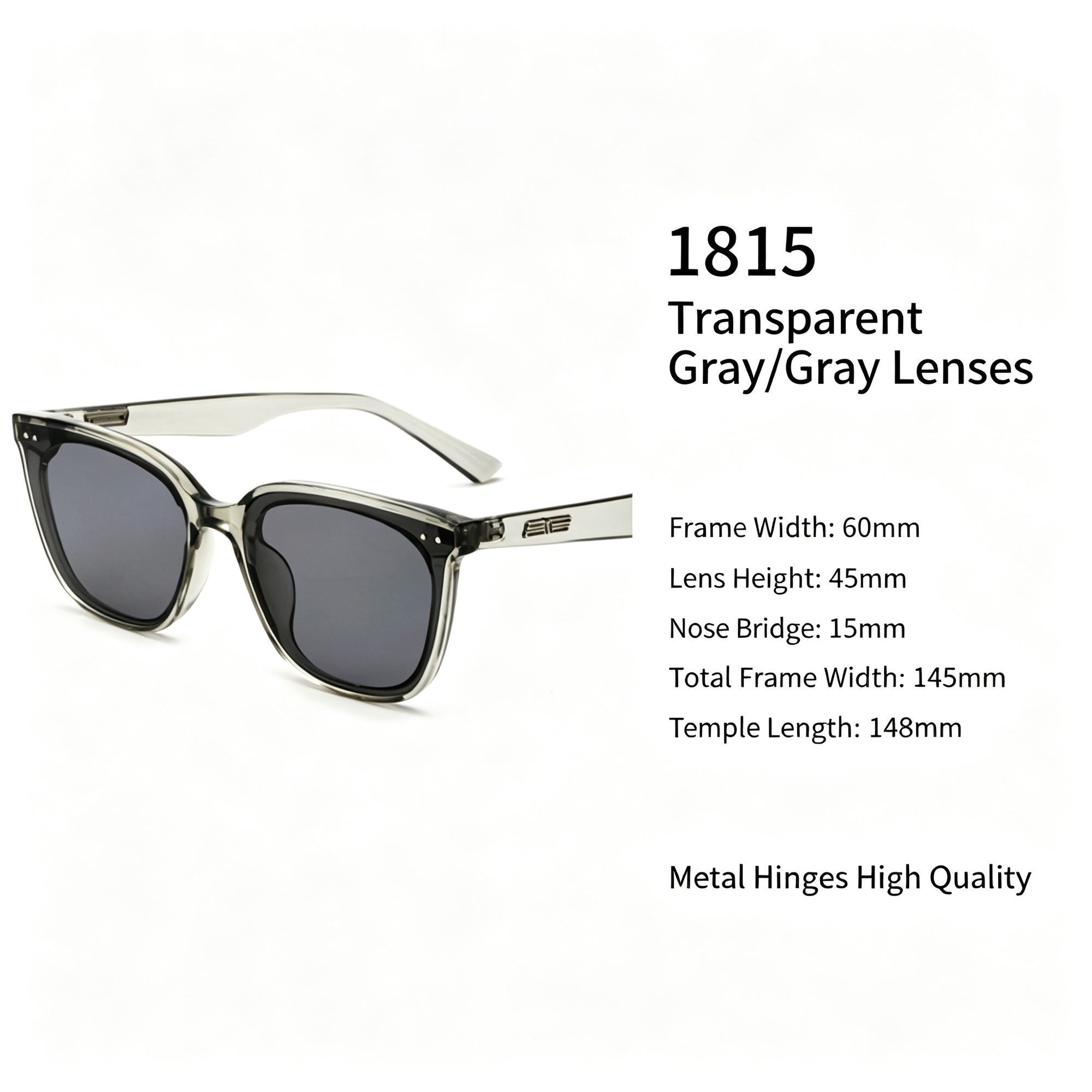 Sheer Transparent Grey Frame Grey Lens Cat Eye Sunglasses UV400 Protection