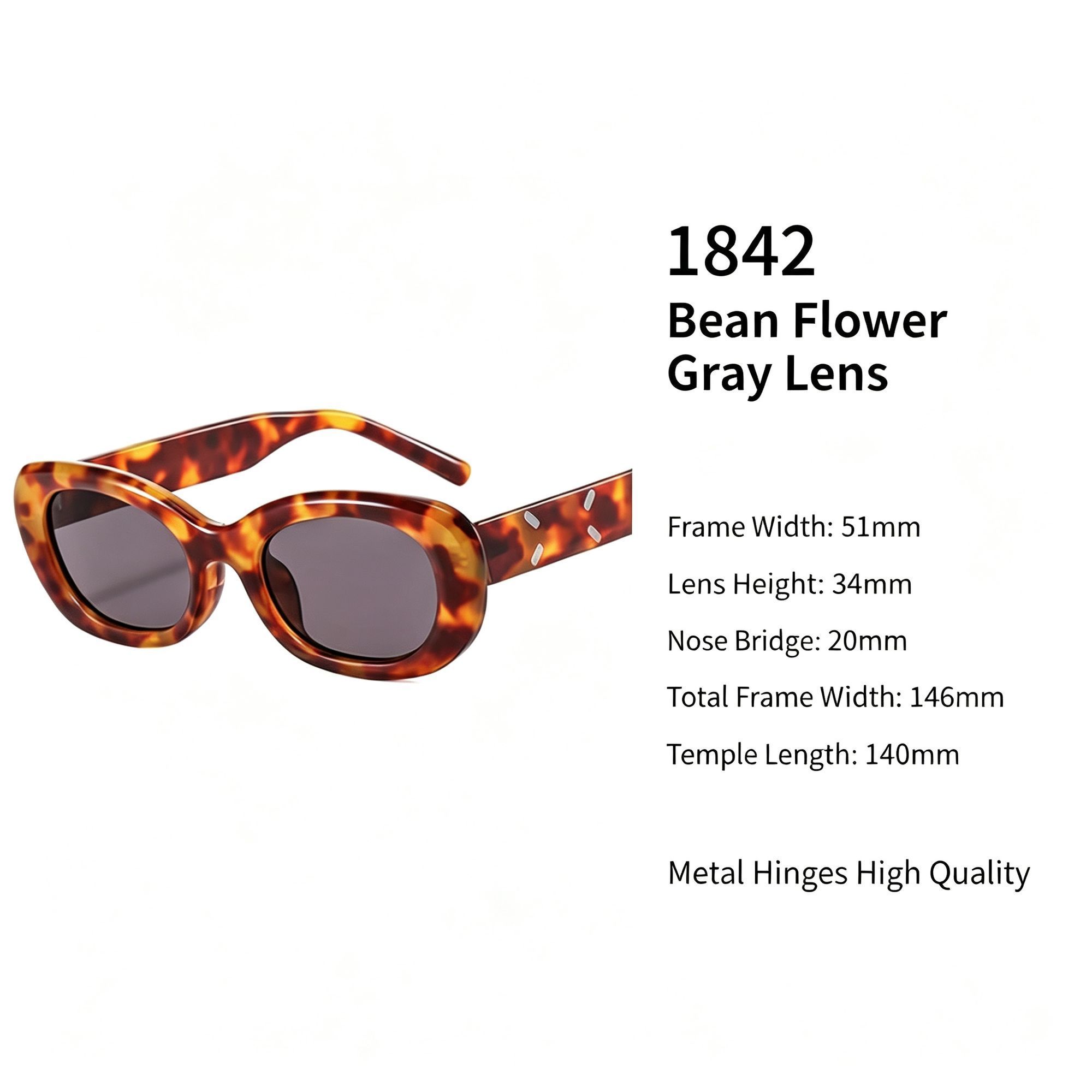 Unique Mottled Grey Lens Cat Eye Sunglasses UV400