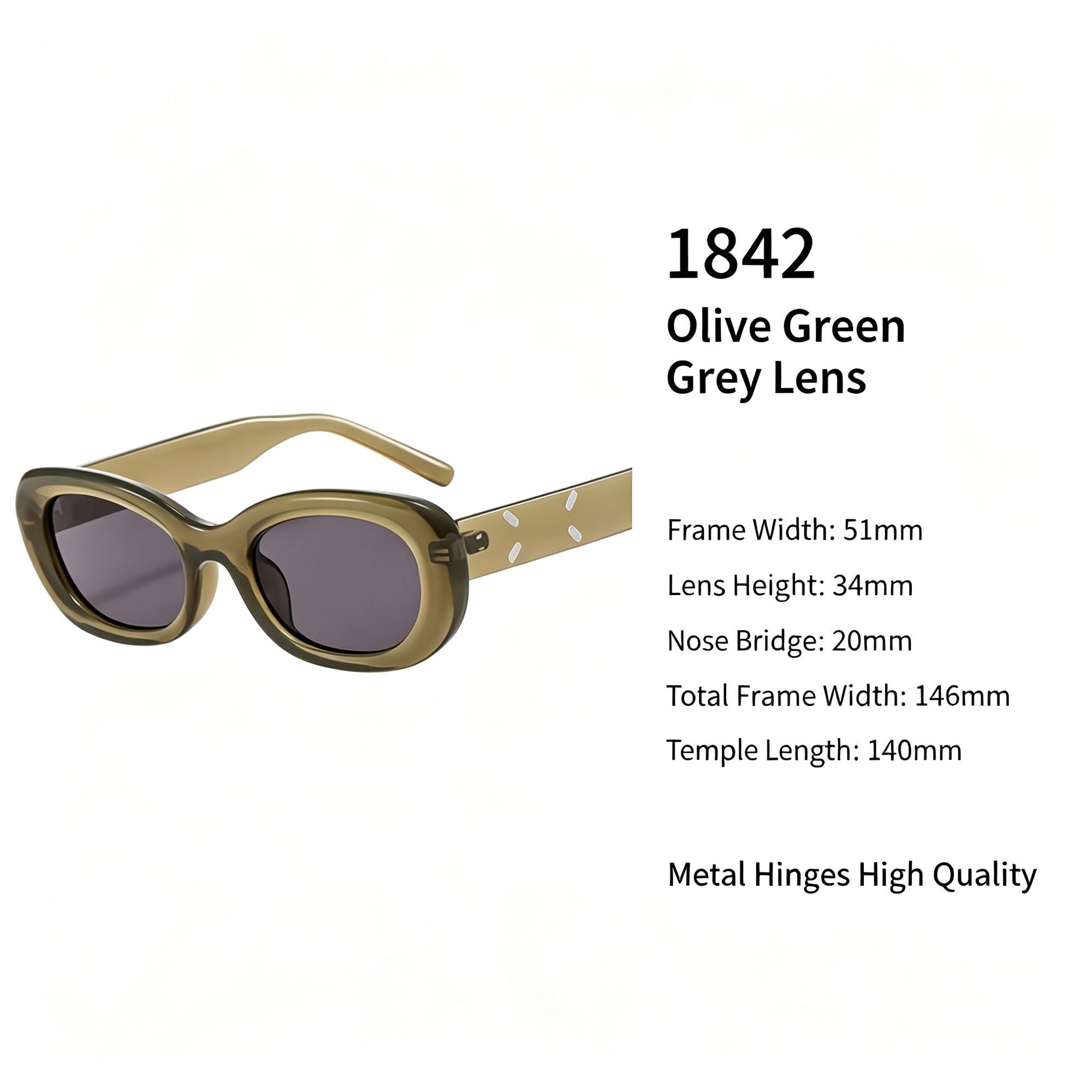 Earthy Olive Green Grey Lens Cat Eye Sunglasses UV400