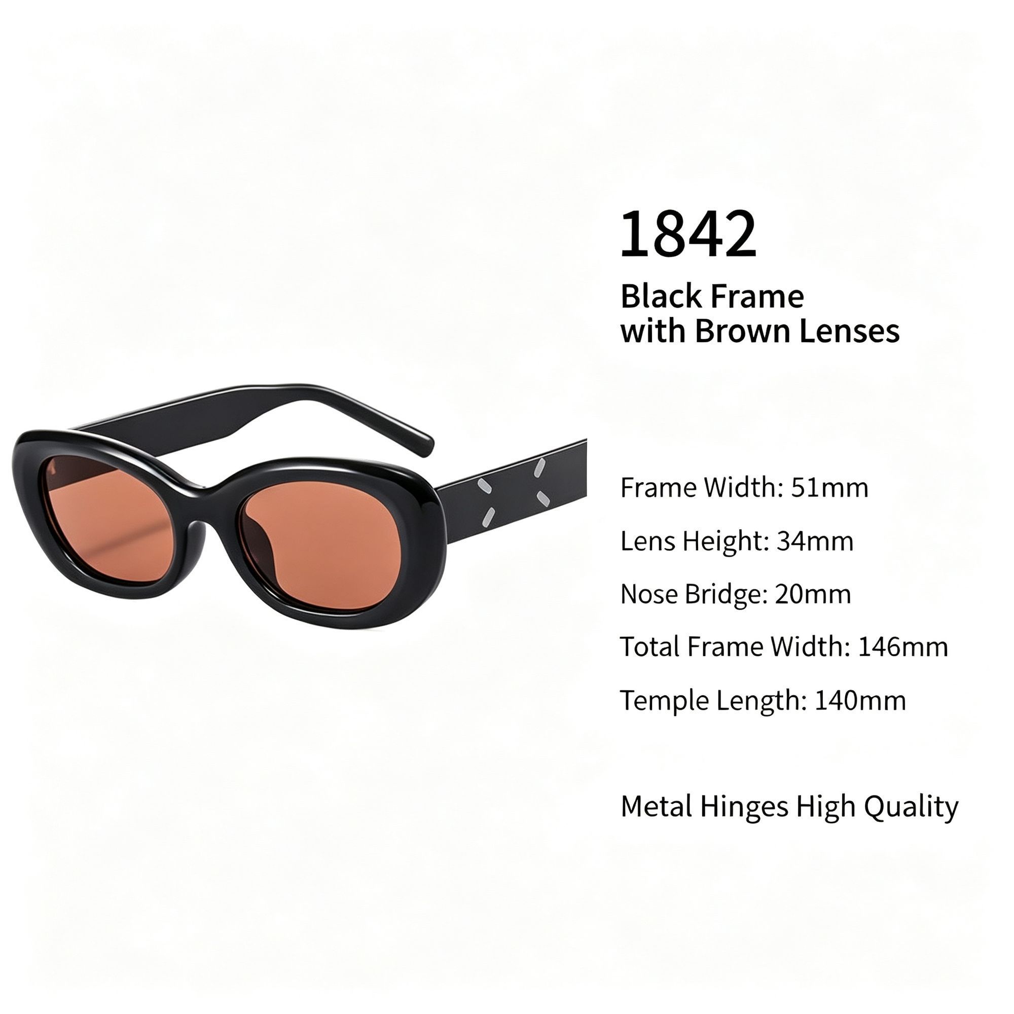 Retro Black Frame Brown Lens Cat Eye Sunglasses UV400 Protection