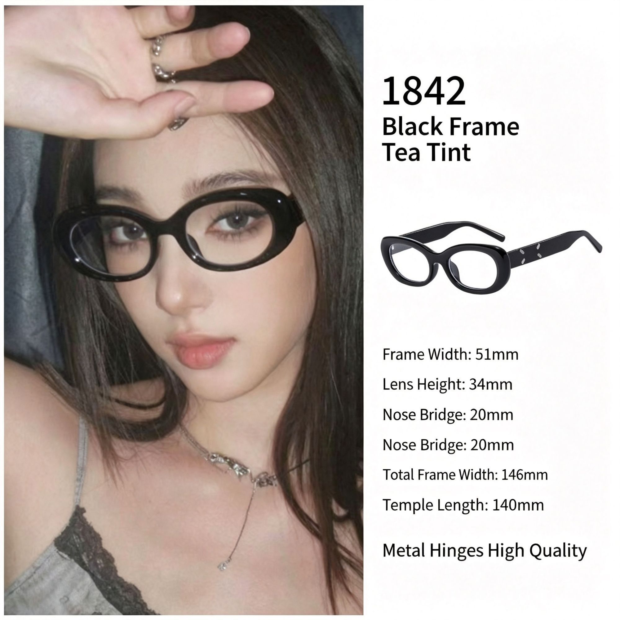 Contrast Black Frame White Lens Cat Eye Sunglasses UV400
