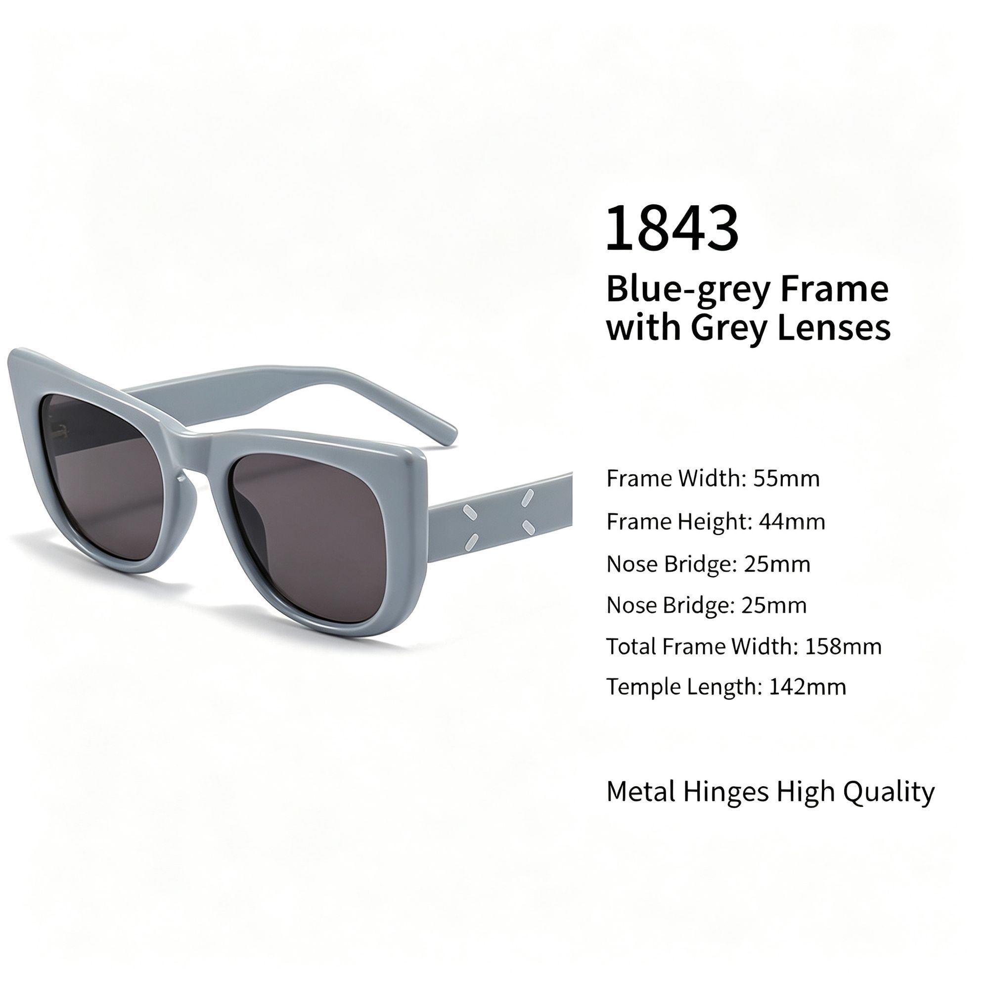 Cool Blue-Grey Frame Grey Lens Cat Eye Sunglasses UV400