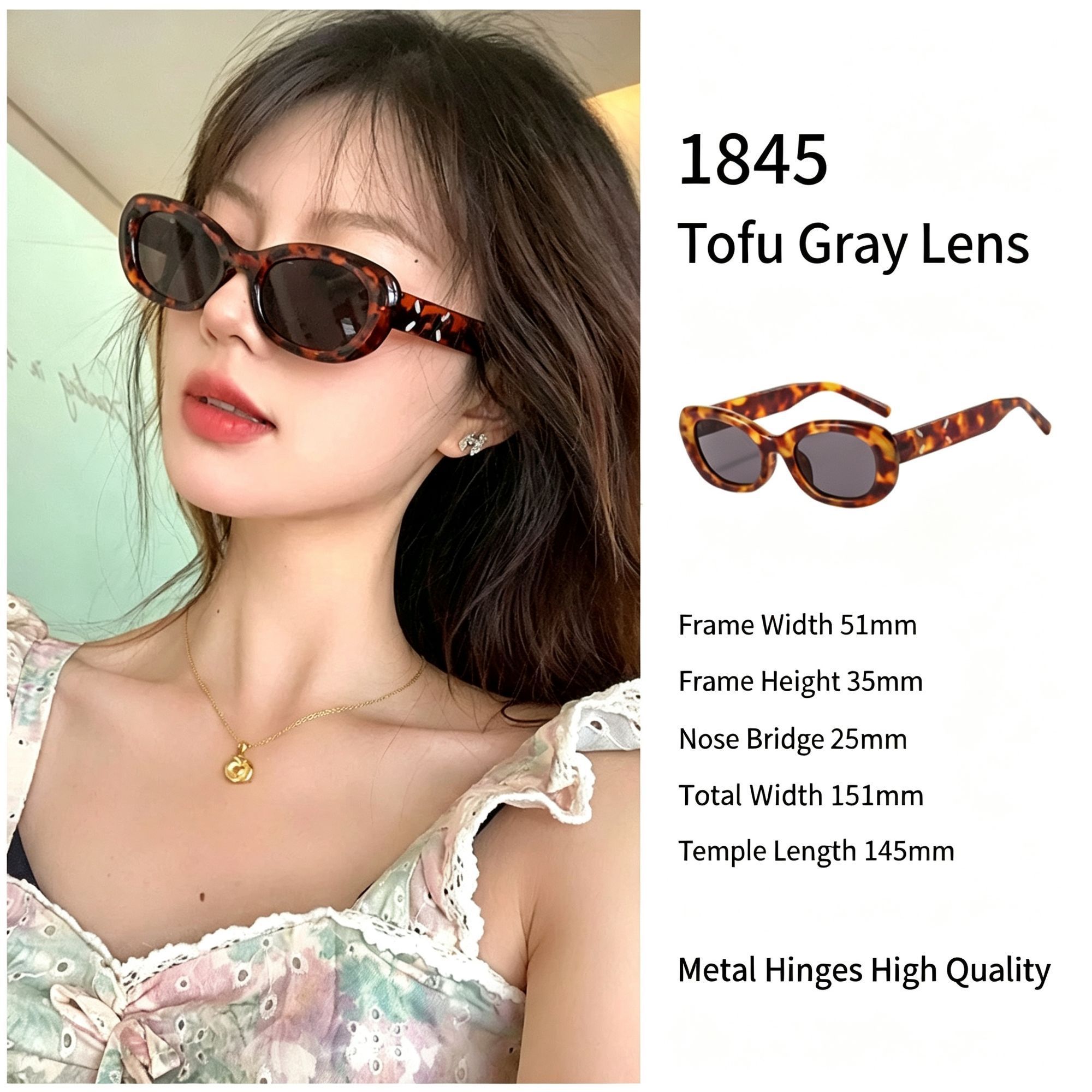 Unique Mottled Grey Lens Cat Eye Sunglasses UV400 Protection